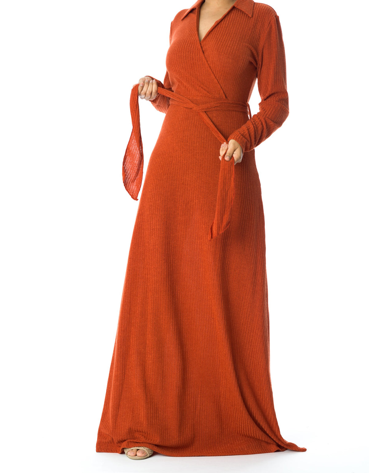 V-neck ribbed sweater dress Kabayare
