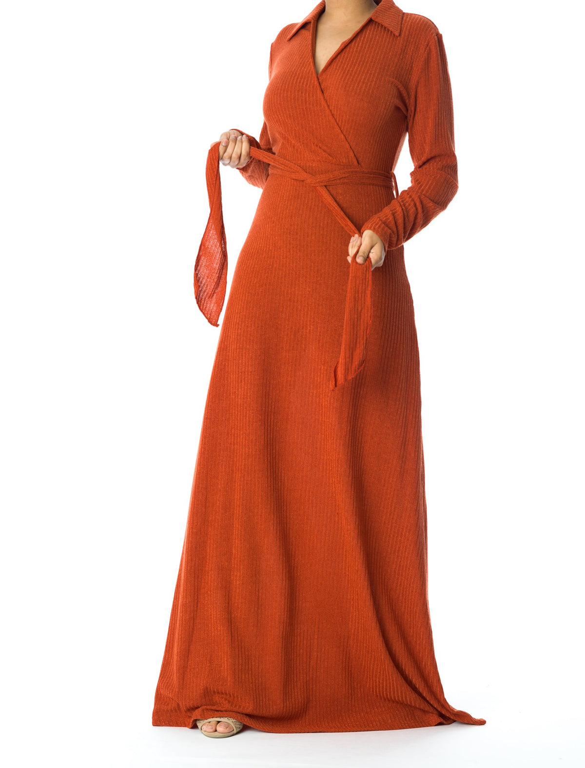 V-neck ribbed sweater dress Kabayare