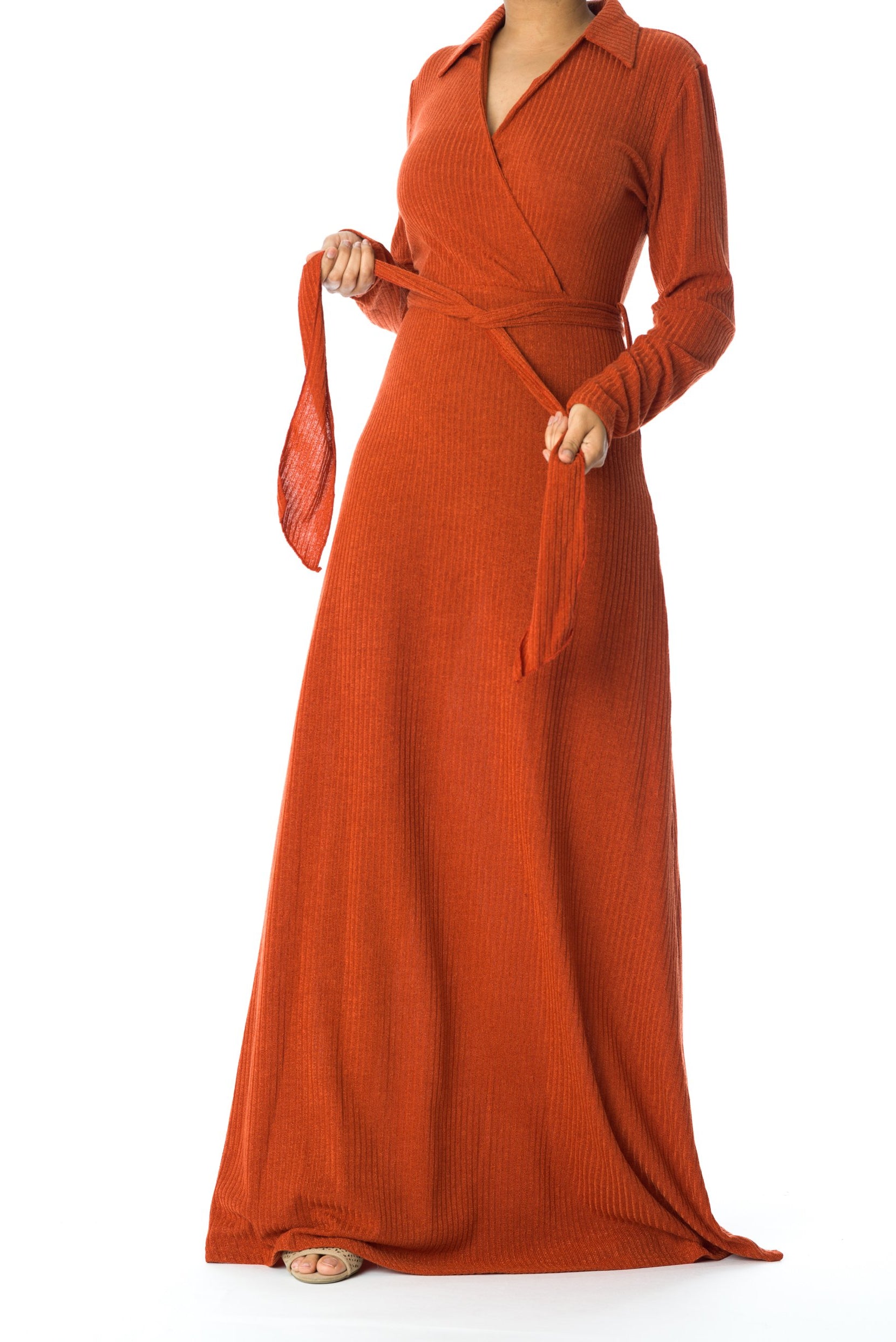 V-neck ribbed sweater dress Kabayare