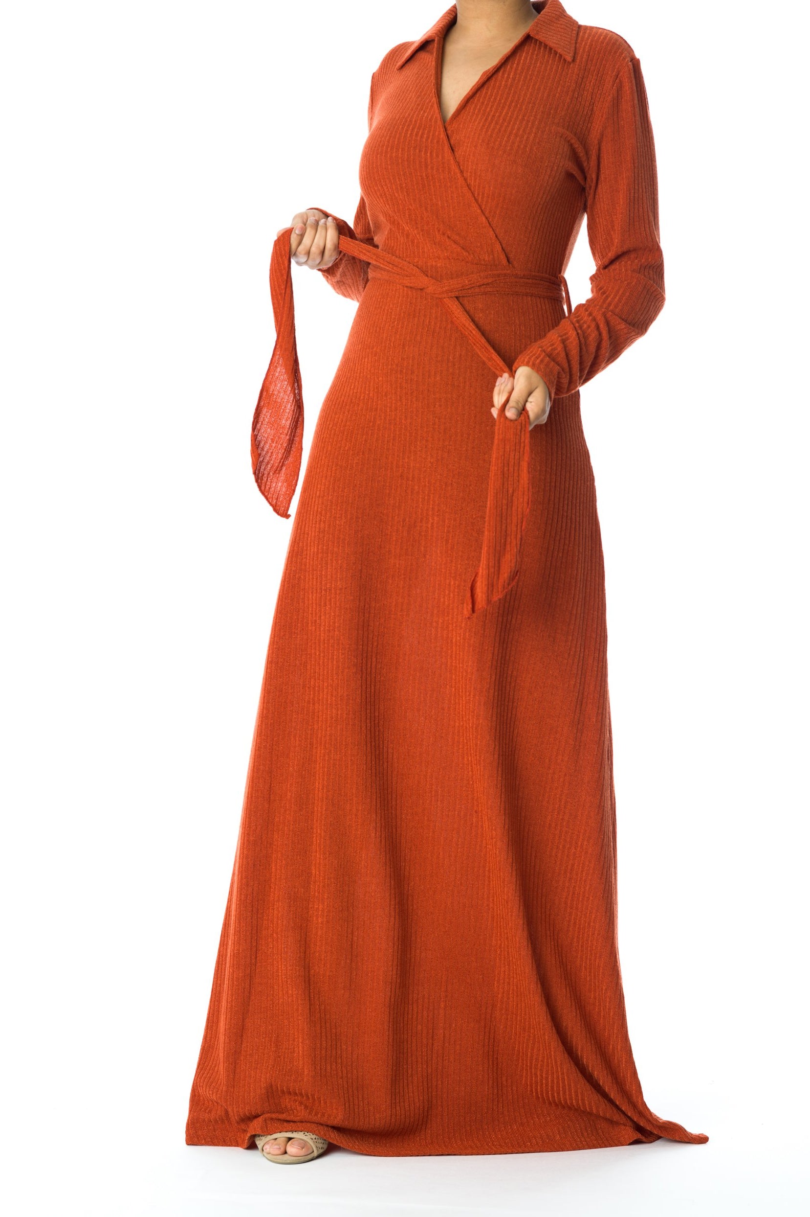 V-neck ribbed sweater dress Kabayare