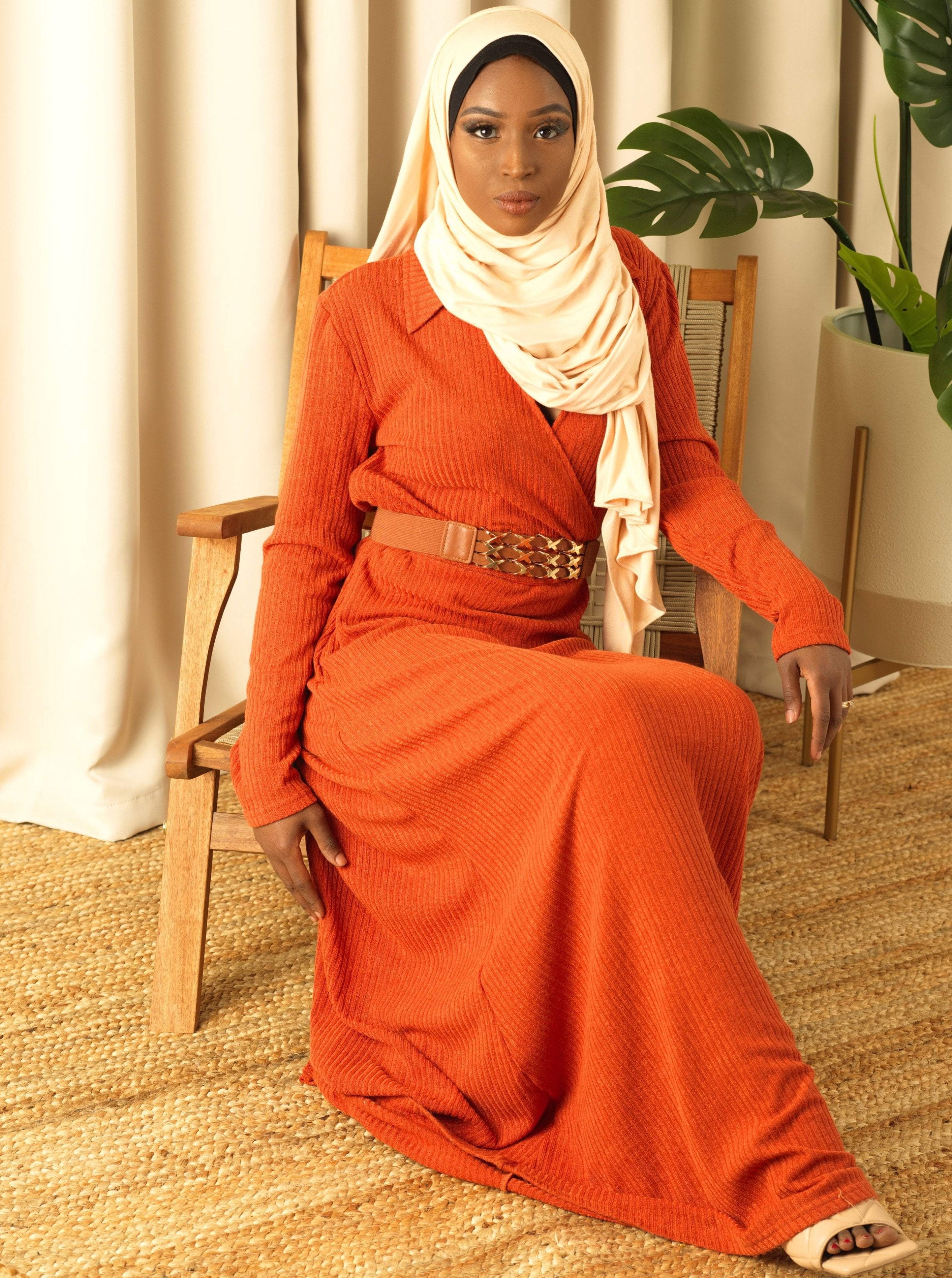 V-neck ribbed sweater dress Kabayare