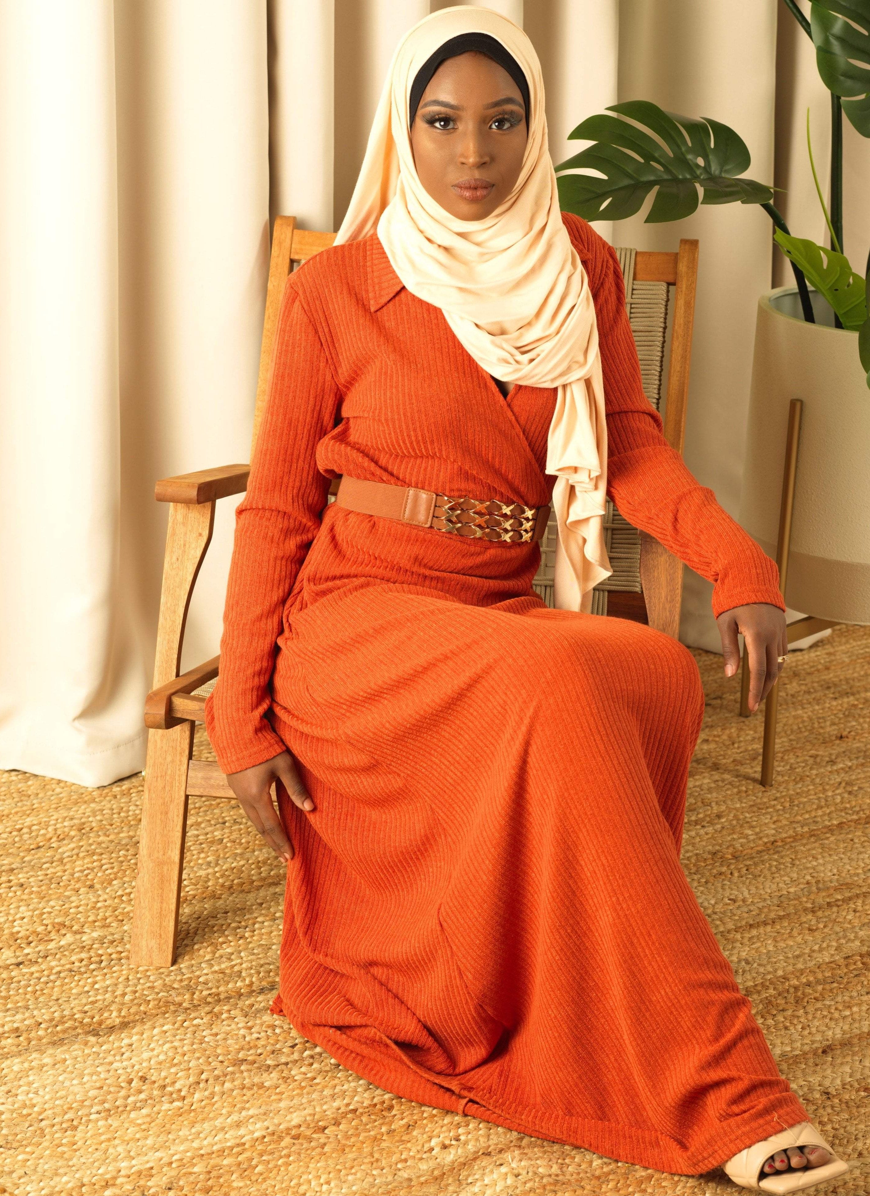 V-neck ribbed sweater dress Kabayare