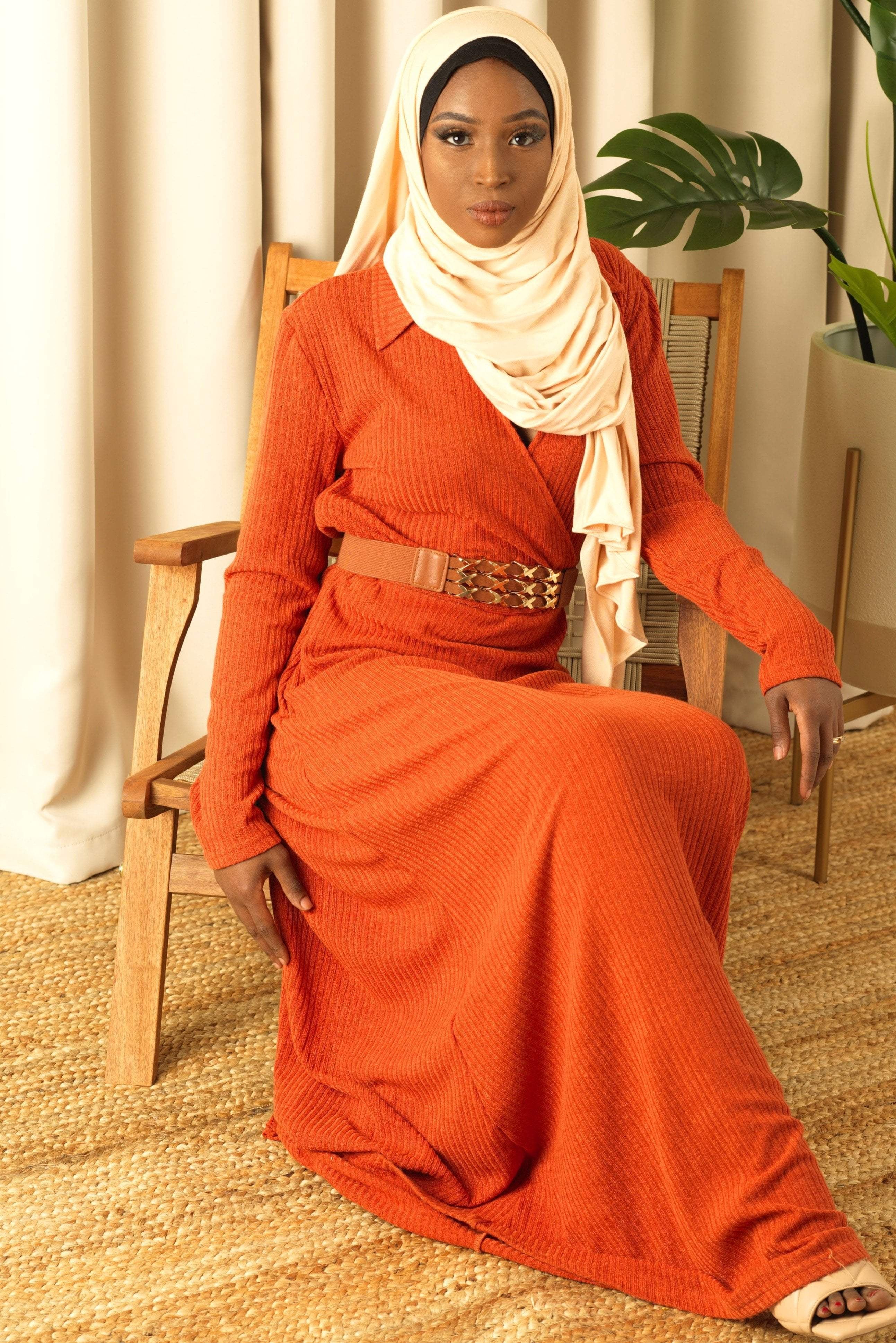 V-neck ribbed sweater dress Kabayare