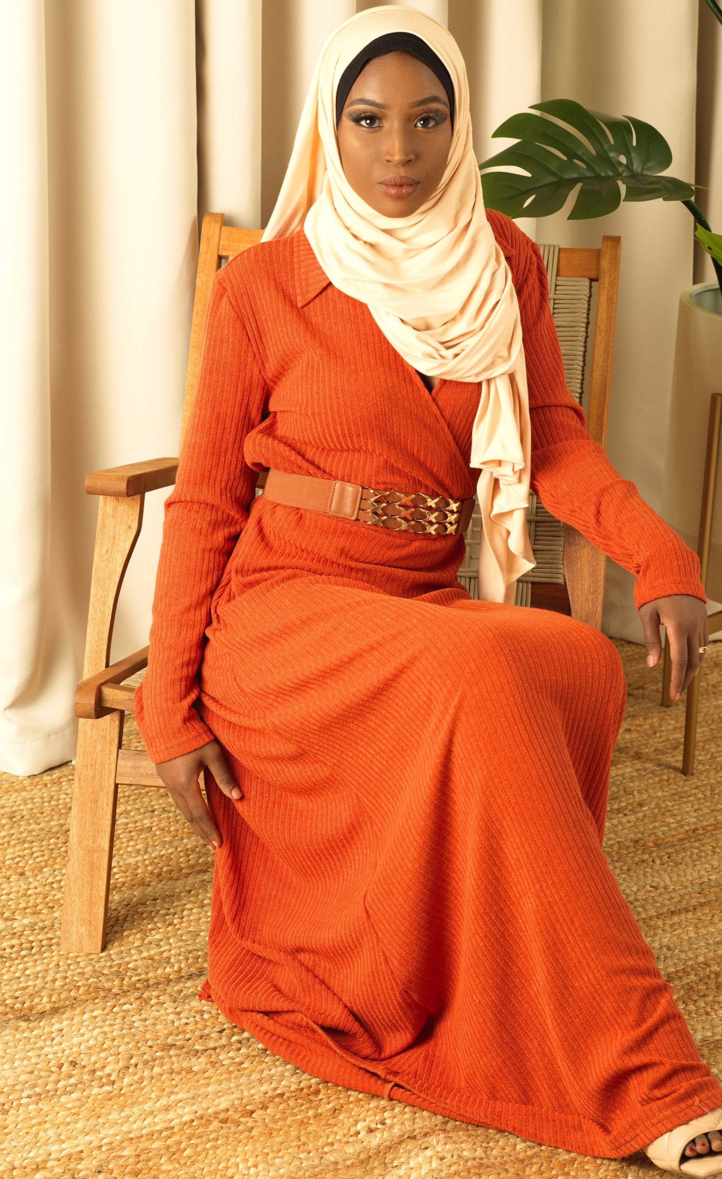 V-neck ribbed sweater dress Kabayare