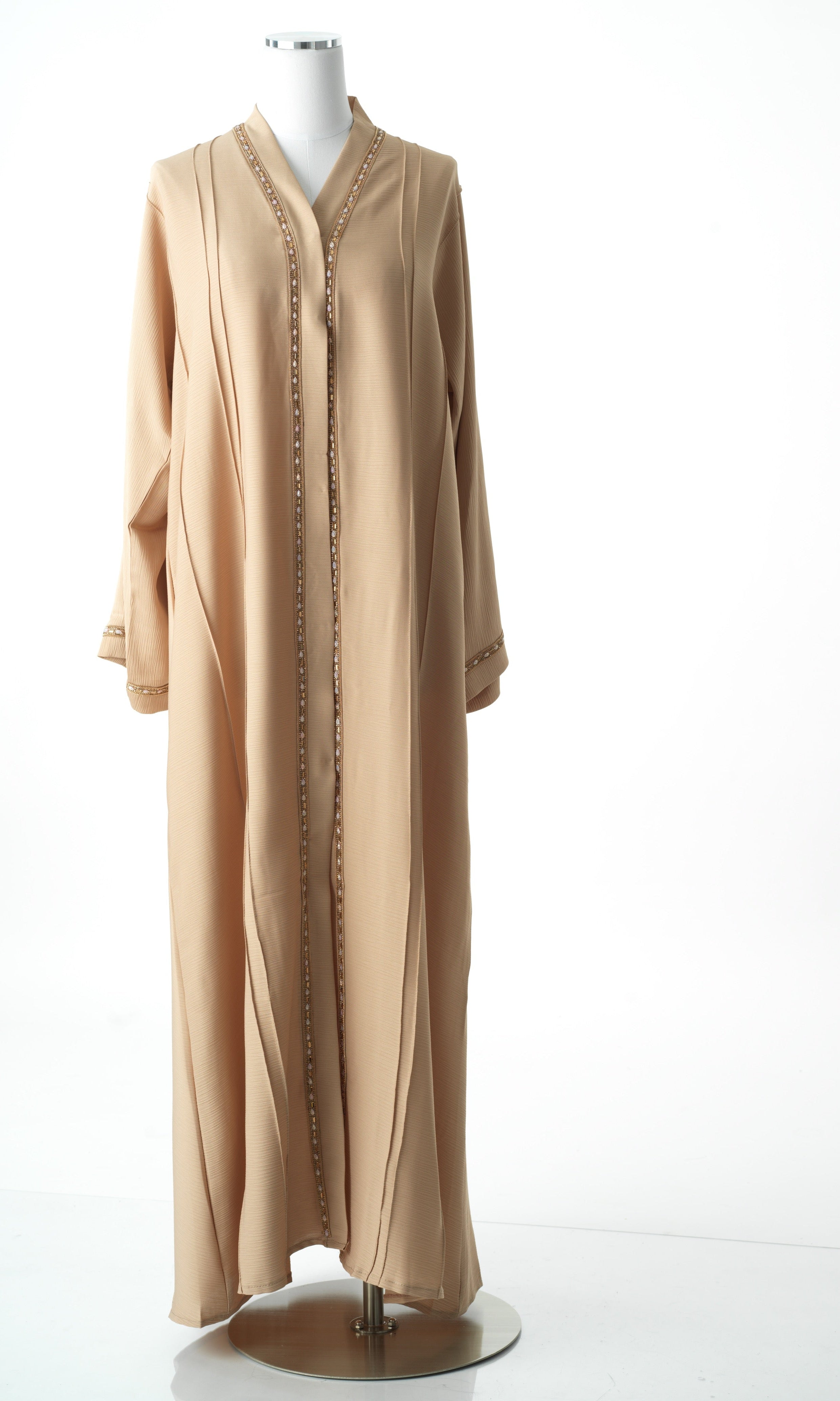 Vanilla golden detail linen abaya Kabayare