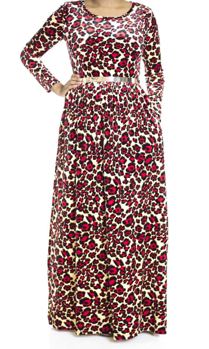 velvet Animal print Maxi dress Kabayare