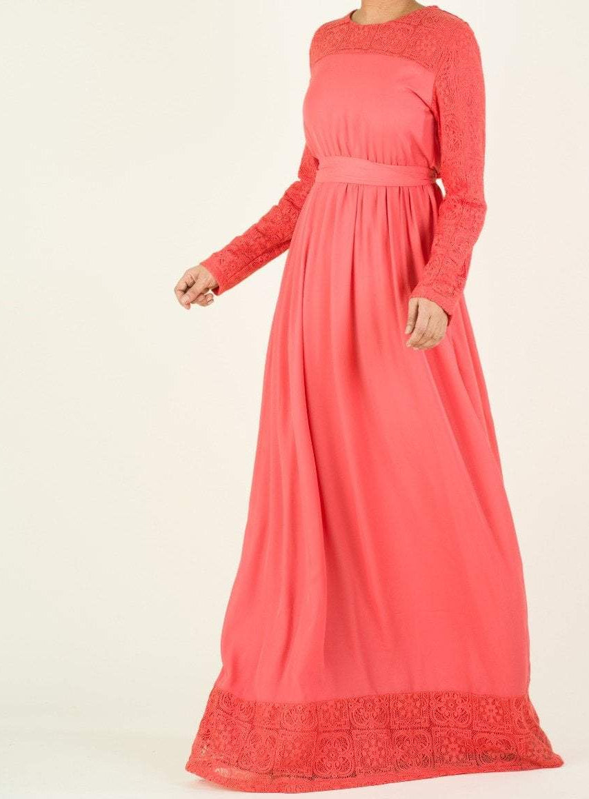 Vibrant Lace detailed chiffon dress Kabayare