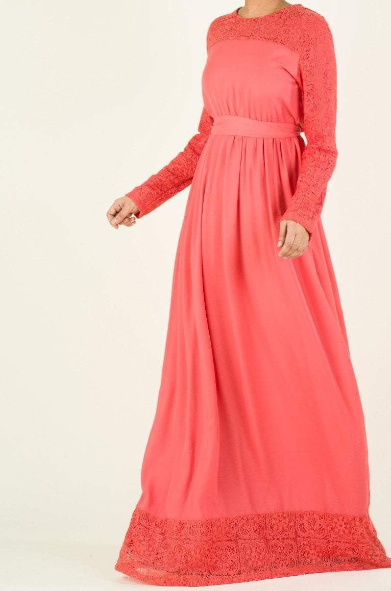 Vibrant Lace detailed chiffon dress Kabayare