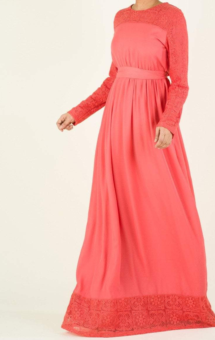 Vibrant Lace detailed chiffon dress Kabayare
