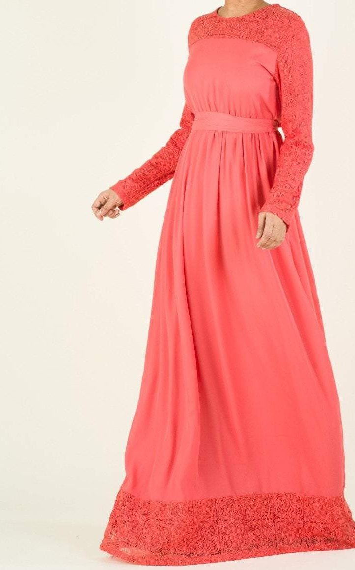 Vibrant Lace detailed chiffon dress Kabayare