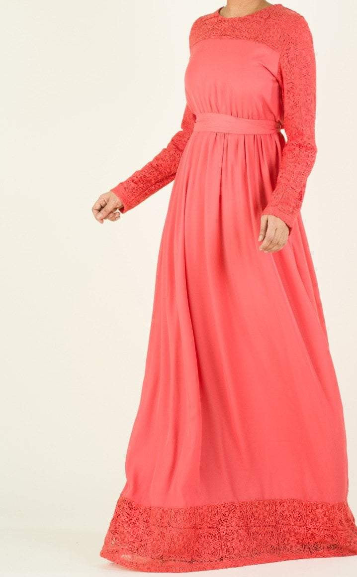 Vibrant Lace detailed chiffon dress Kabayare