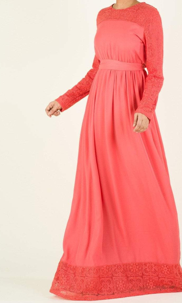 Vibrant Lace detailed chiffon dress Kabayare