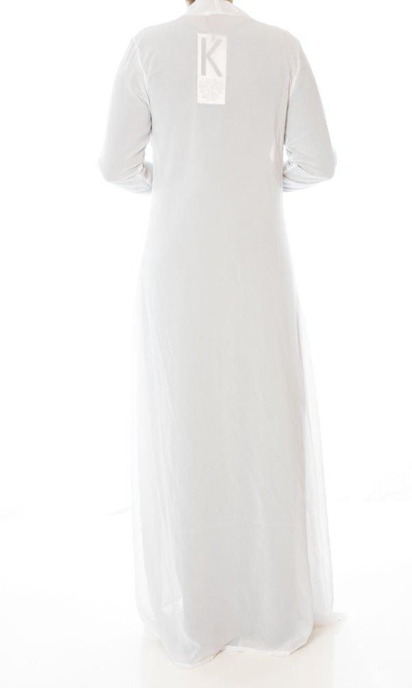 White Basic Maxi Cardigan Kabayare