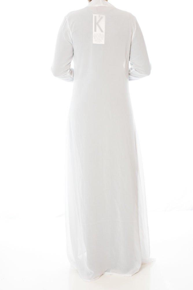 White Basic Maxi Cardigan Kabayare