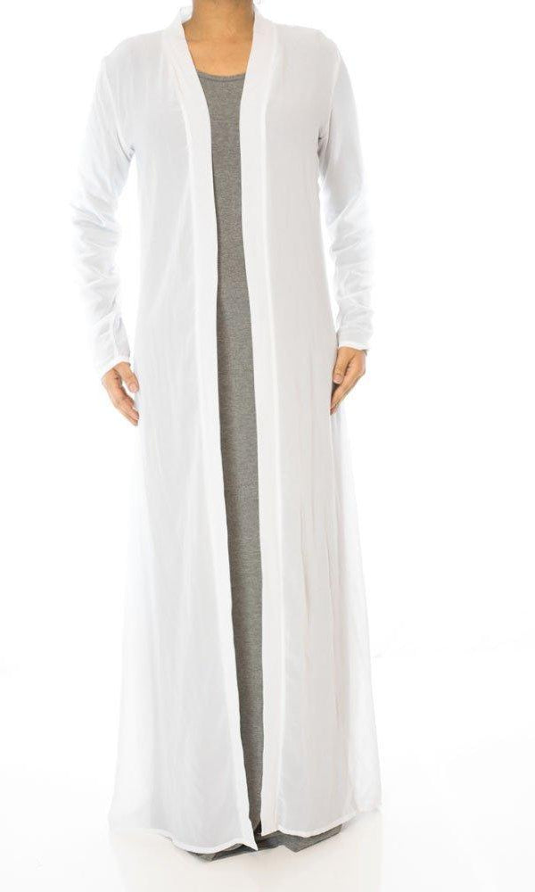 White Basic Maxi Cardigan Kabayare