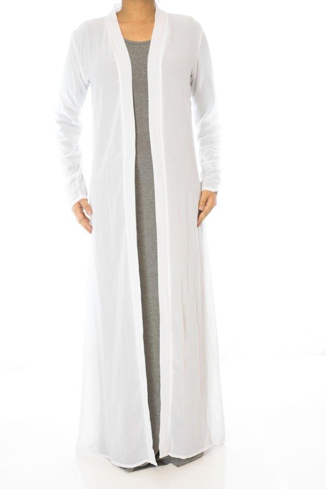 White Basic Maxi Cardigan Kabayare