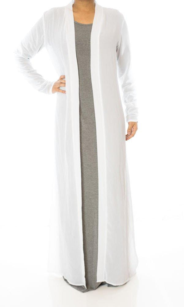 White Basic Maxi Cardigan Kabayare