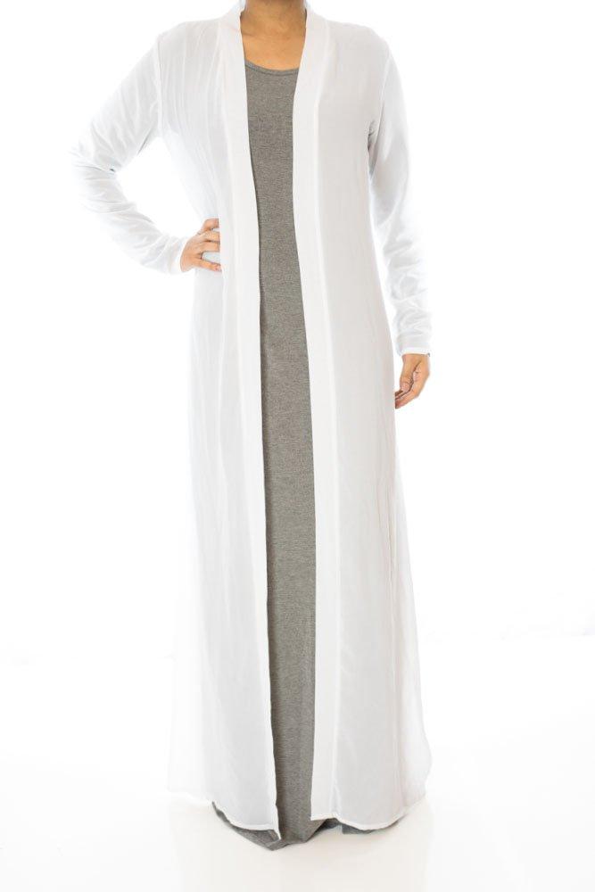White Basic Maxi Cardigan Kabayare