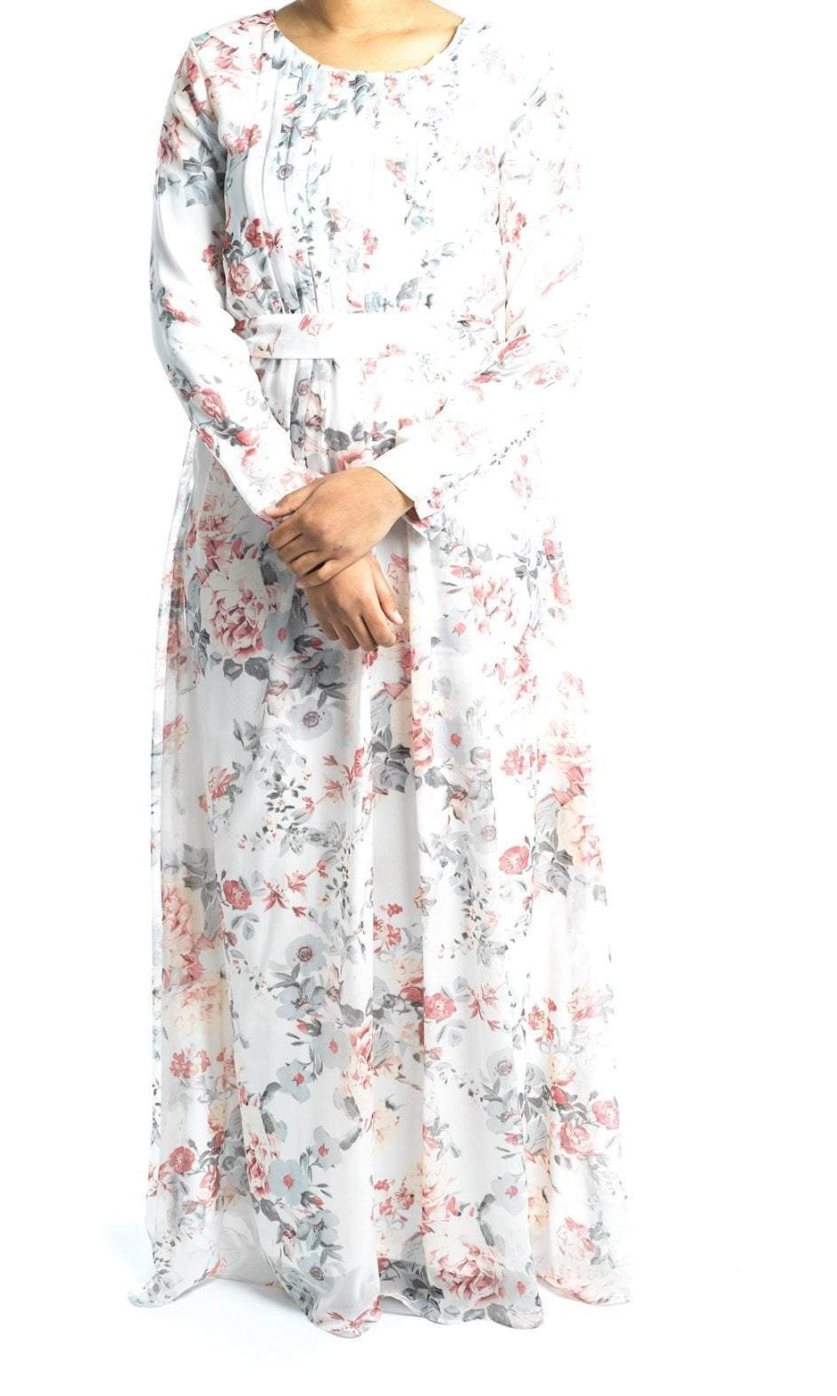 White blushing floral Maxi dress Kabayare