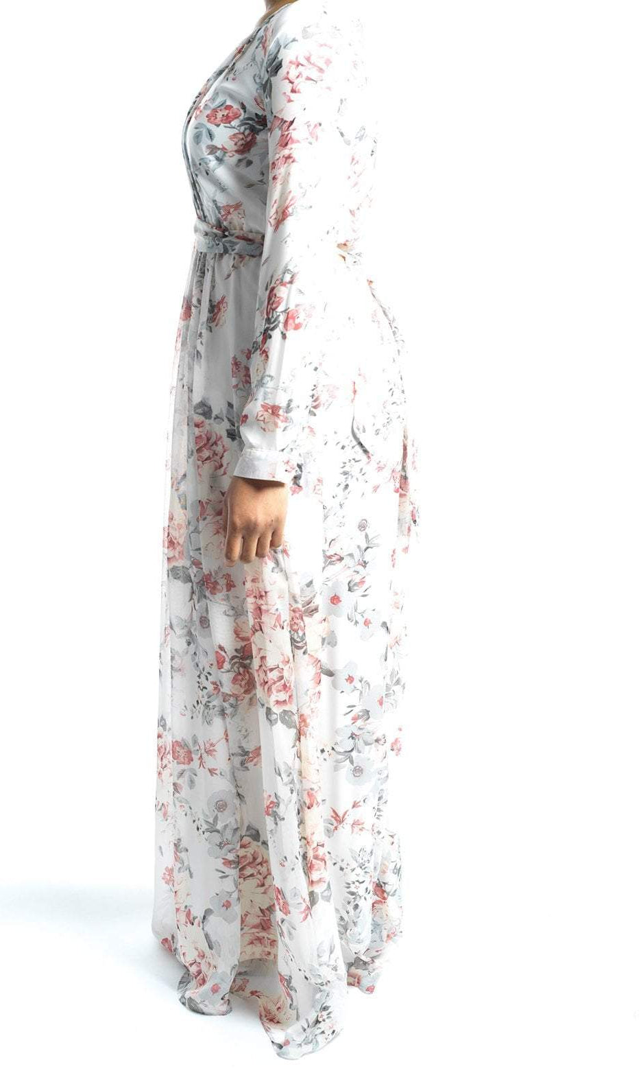 White blushing floral Maxi dress Kabayare