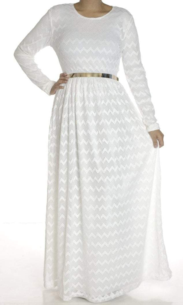 White Chevron Lace dress Kabayare