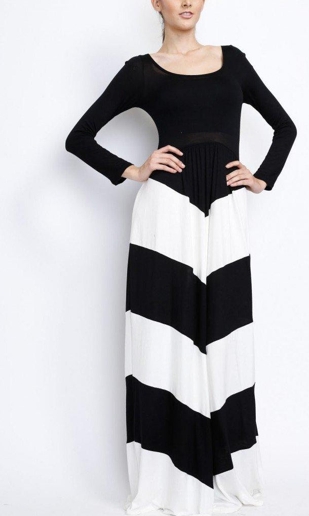 White Chevron Maxi Dress Kabayare