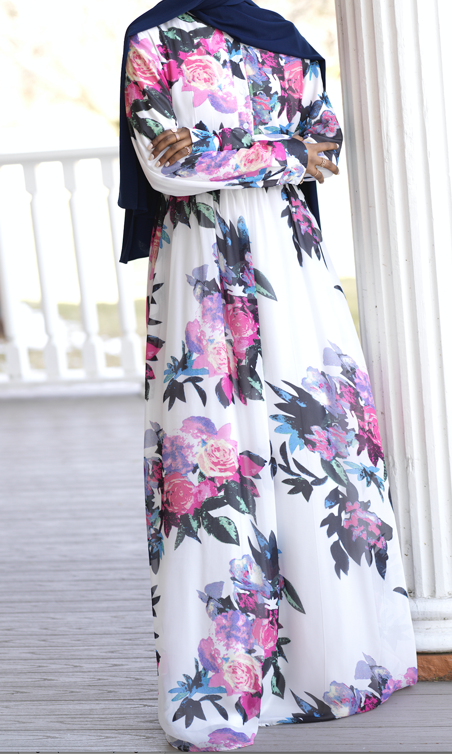 White FOREVER FLORAL PRINT Kabayare