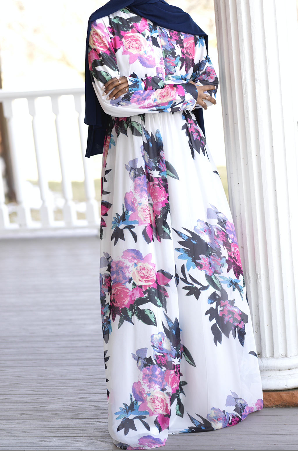 White FOREVER FLORAL PRINT Kabayare