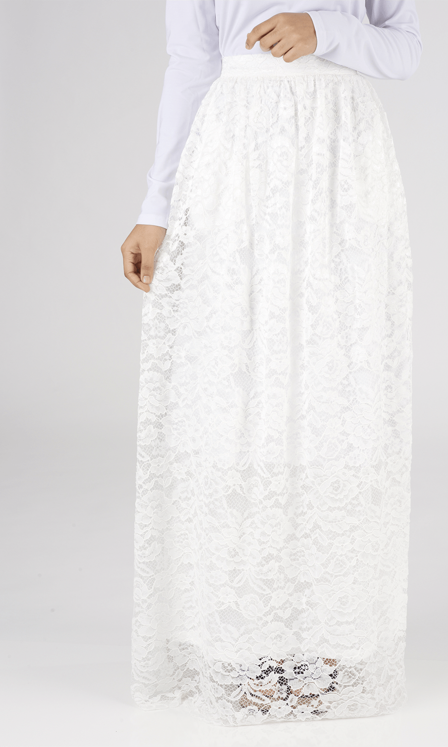 White Garden Lace Maxi Skirt Kabayare