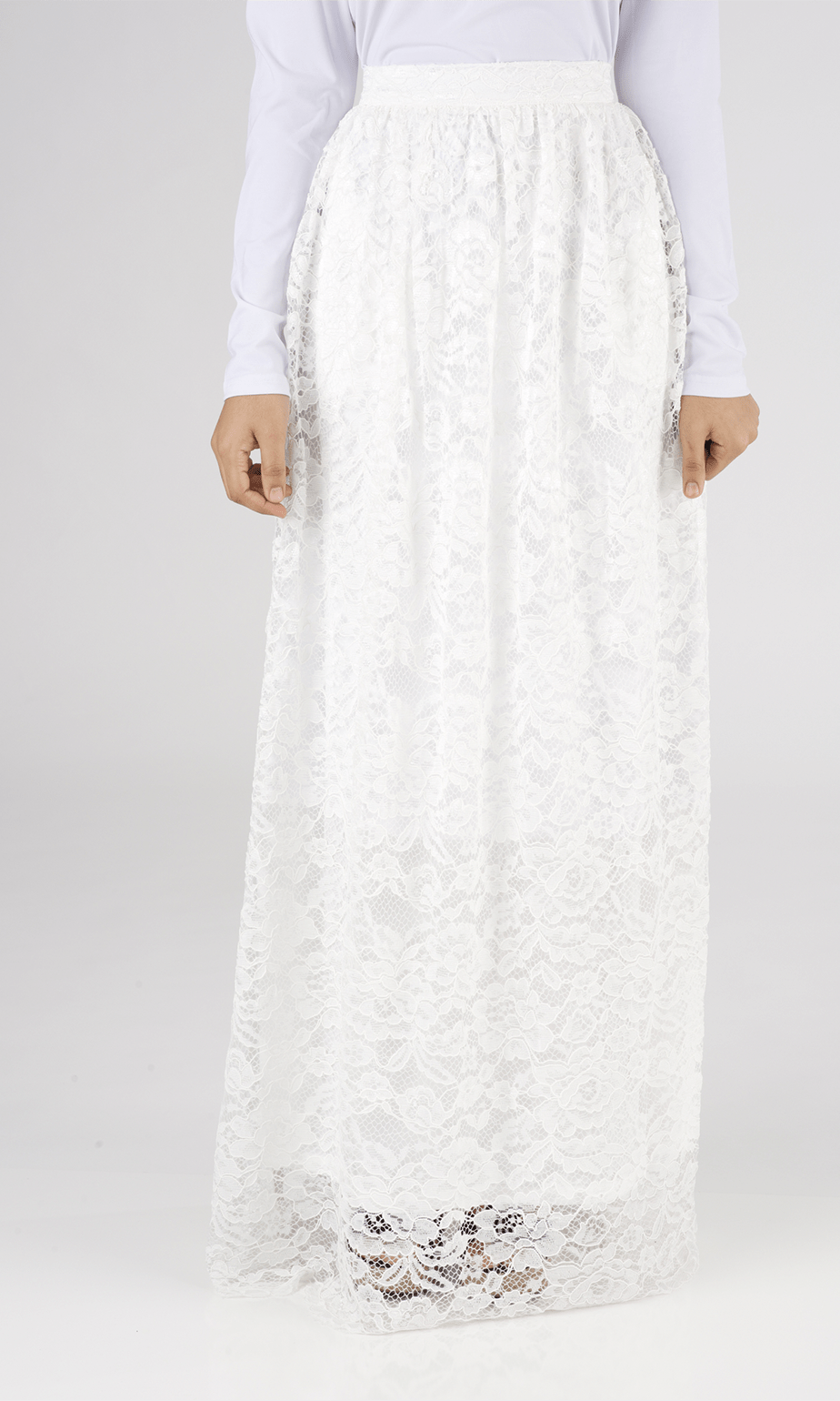 White Garden Lace Maxi Skirt Kabayare