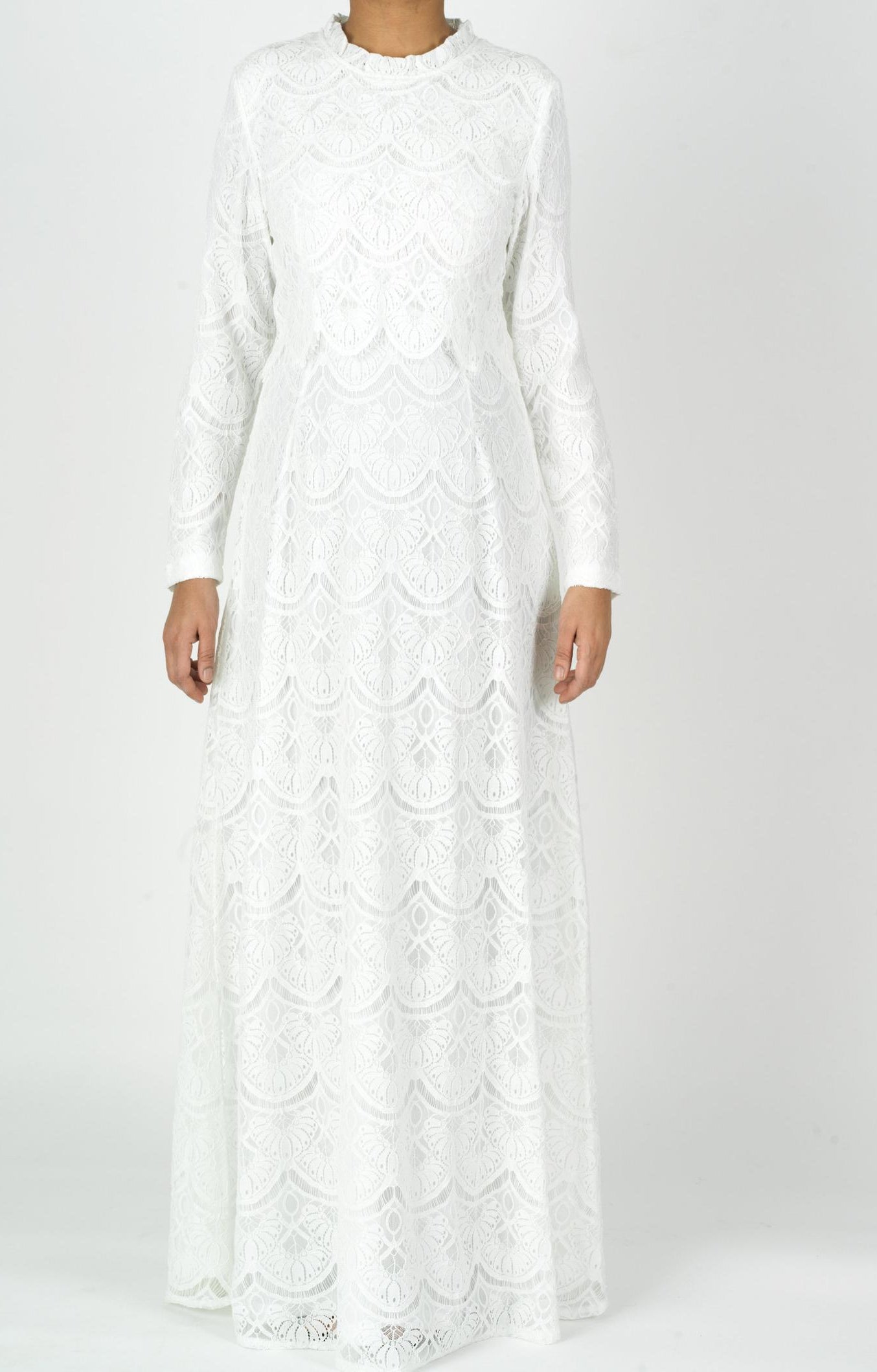 White Giovanna lace crop top dress Kabayare