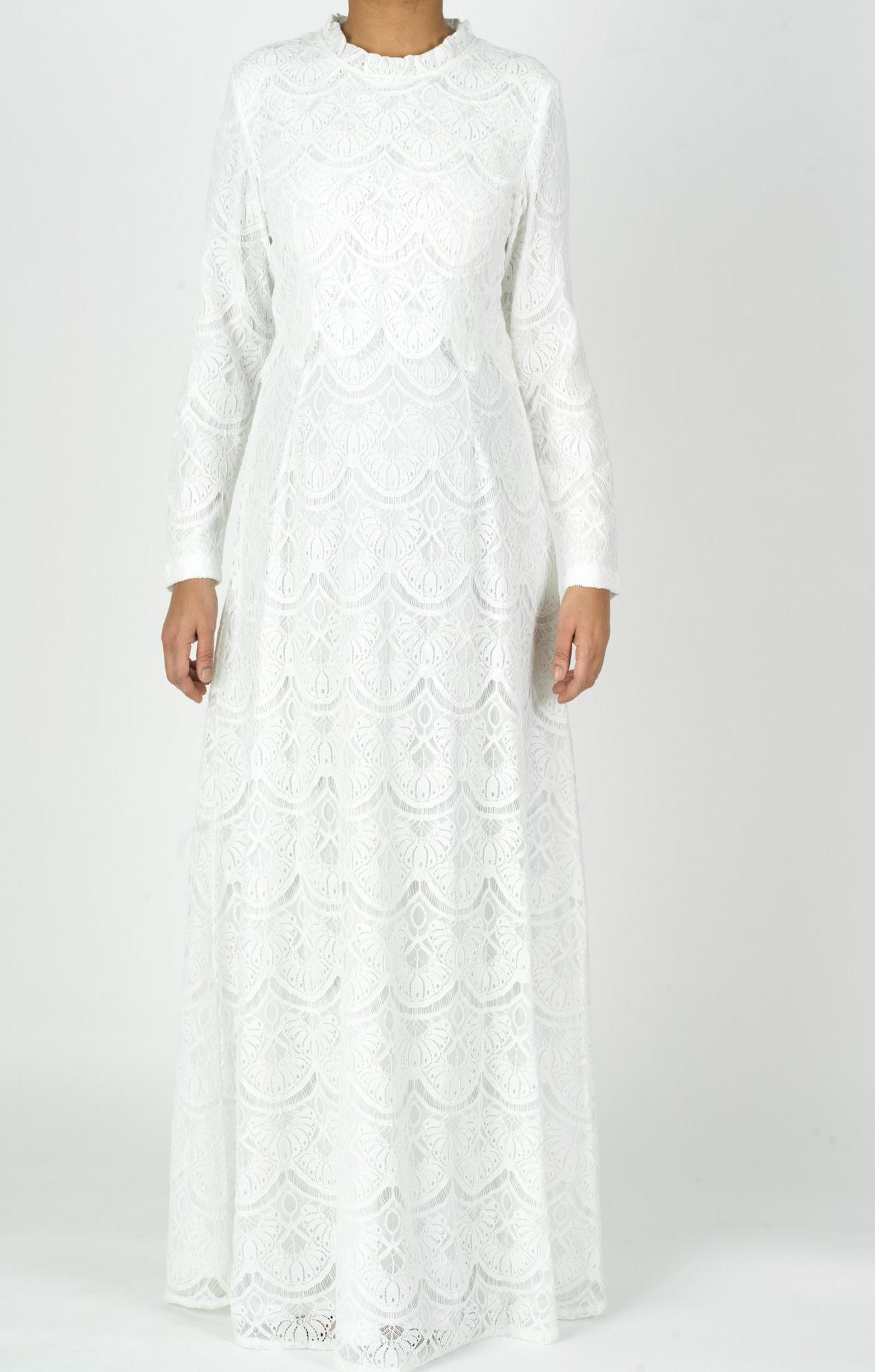 White Giovanna lace crop top dress Kabayare