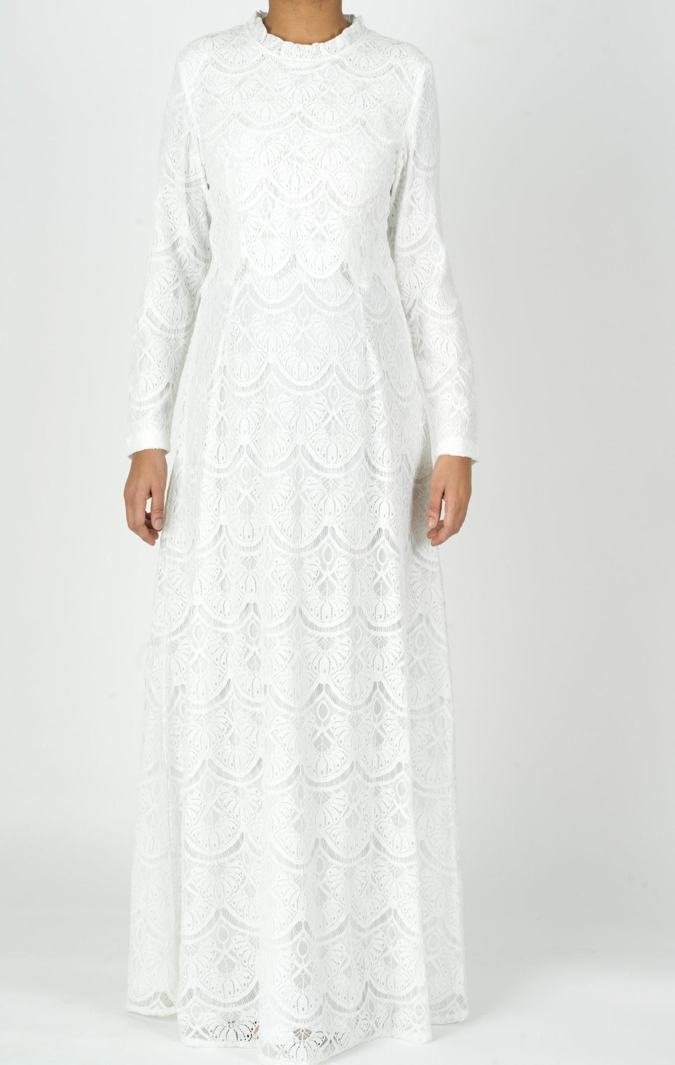 White Giovanna lace crop top dress Kabayare