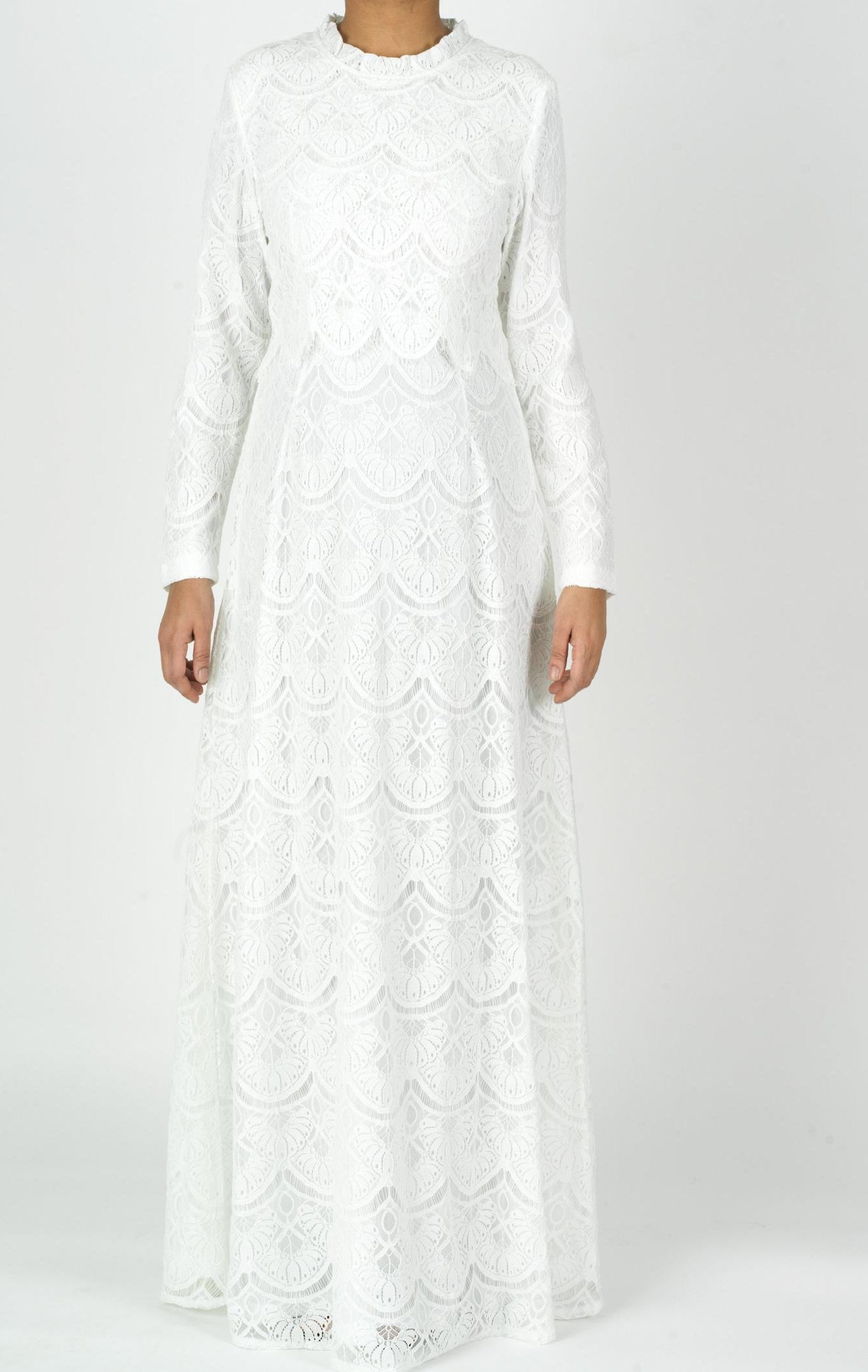 White Giovanna lace crop top dress Kabayare