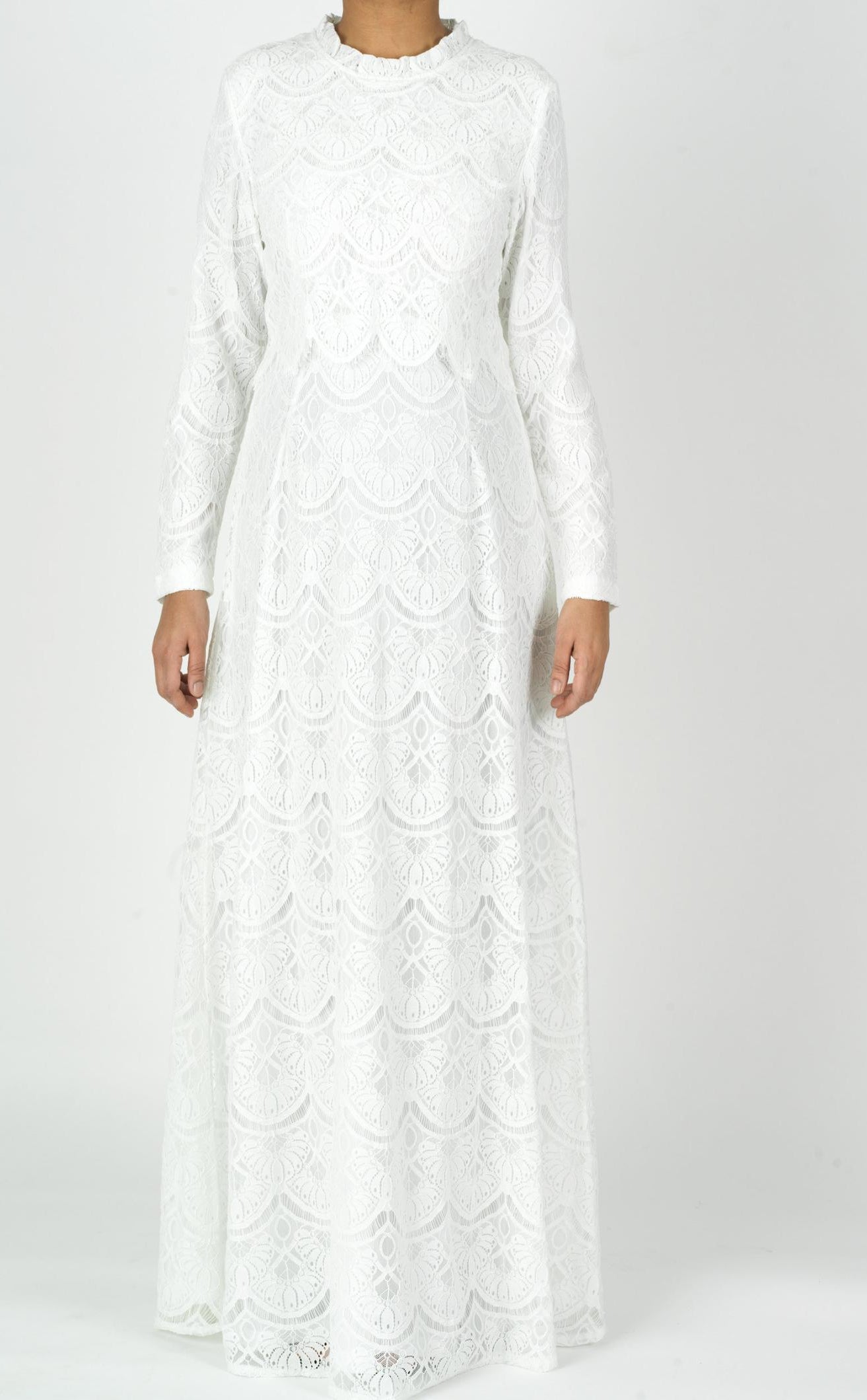 White Giovanna lace crop top dress Kabayare