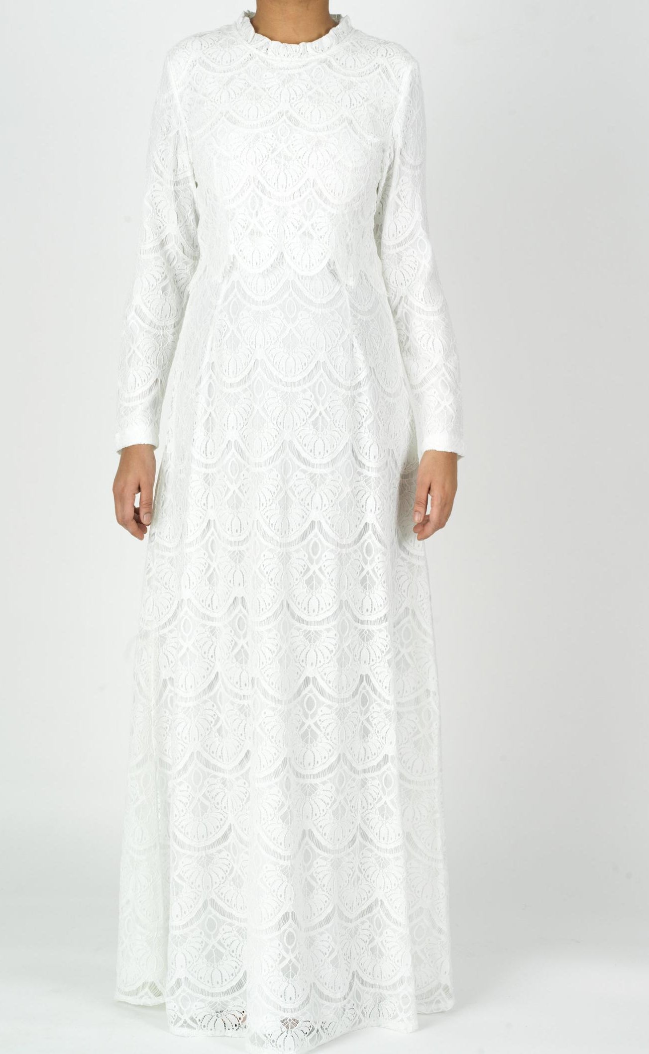White Giovanna lace crop top dress Kabayare