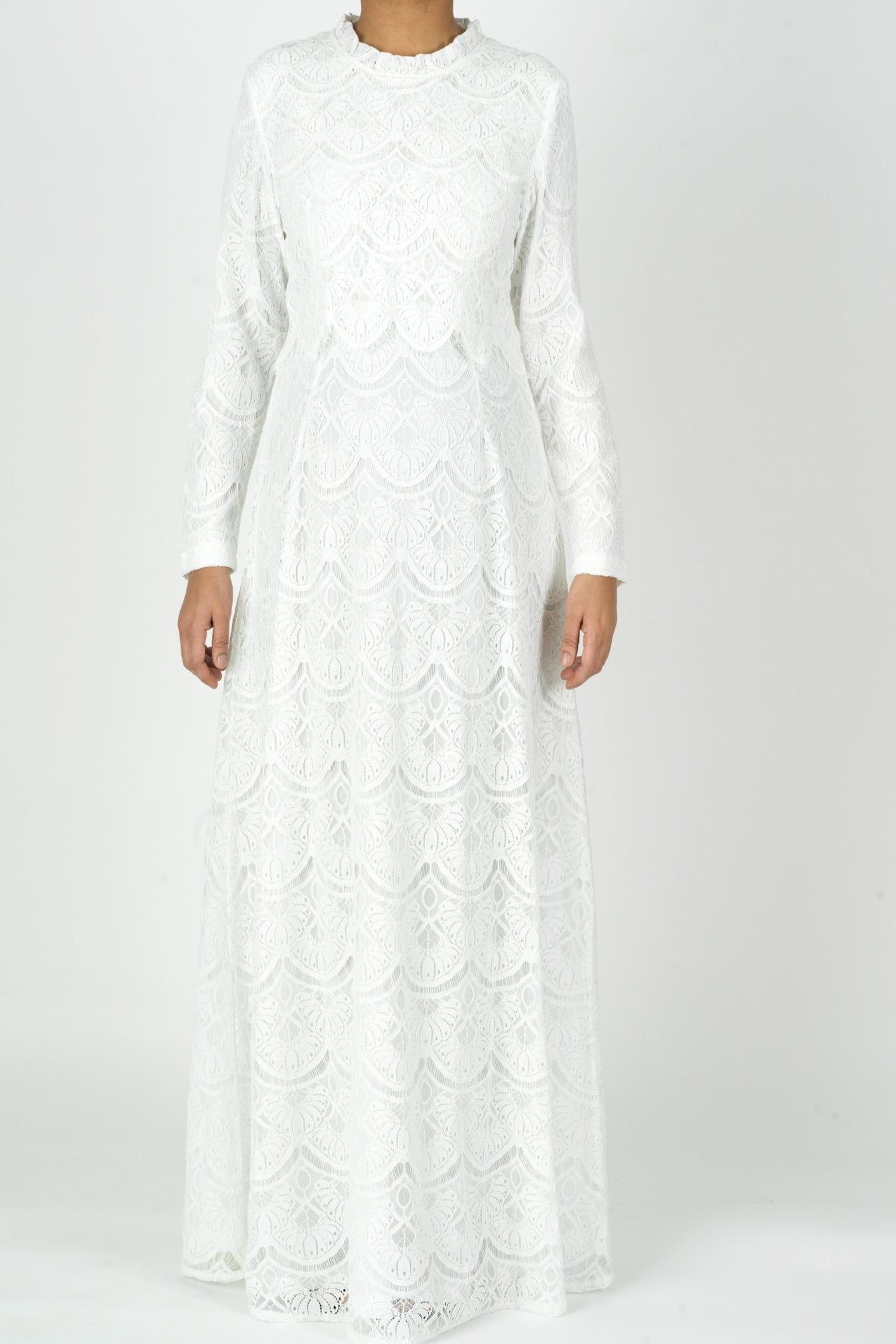 White Giovanna lace crop top dress Kabayare