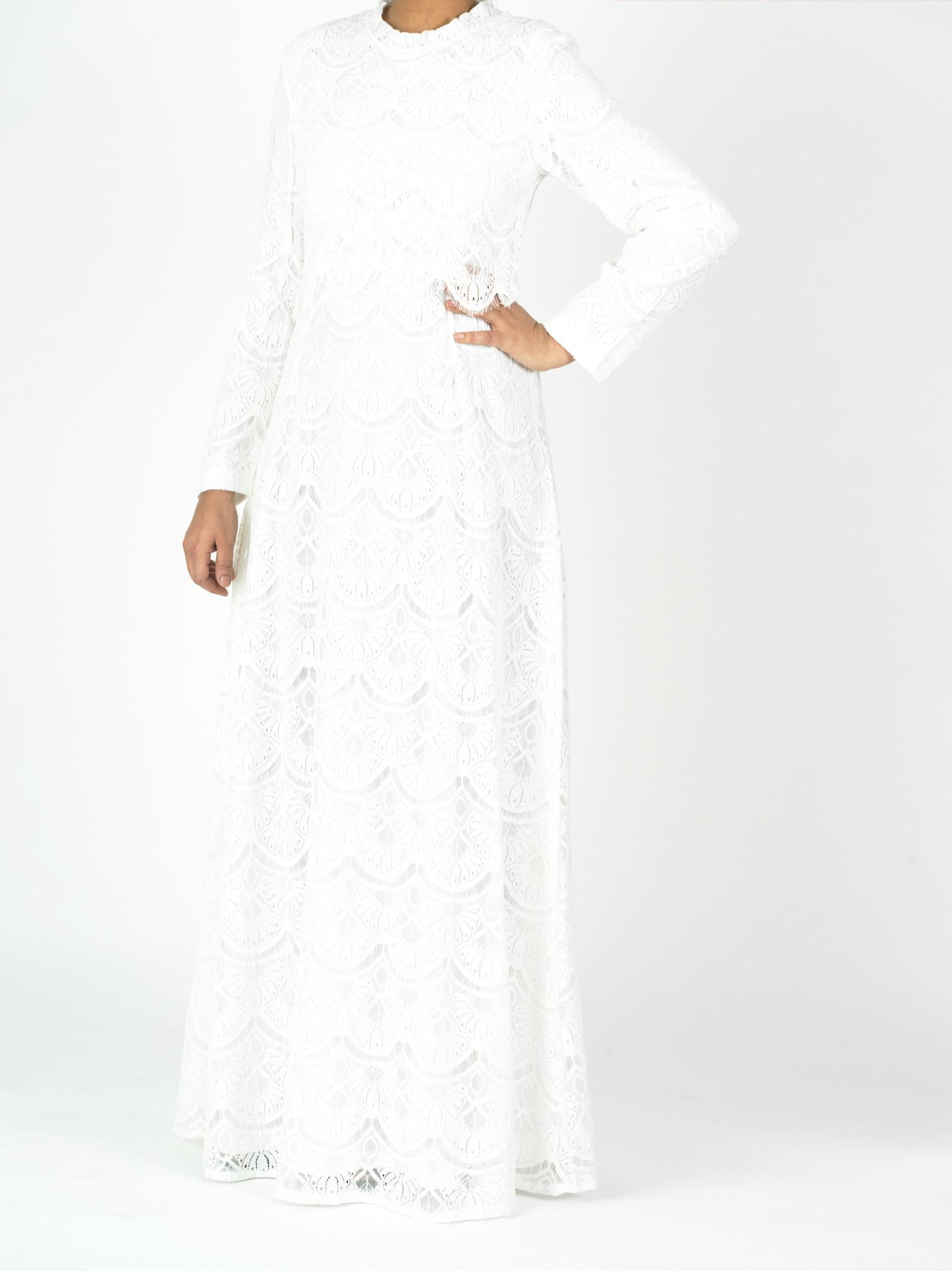 White Giovanna lace crop top dress Kabayare
