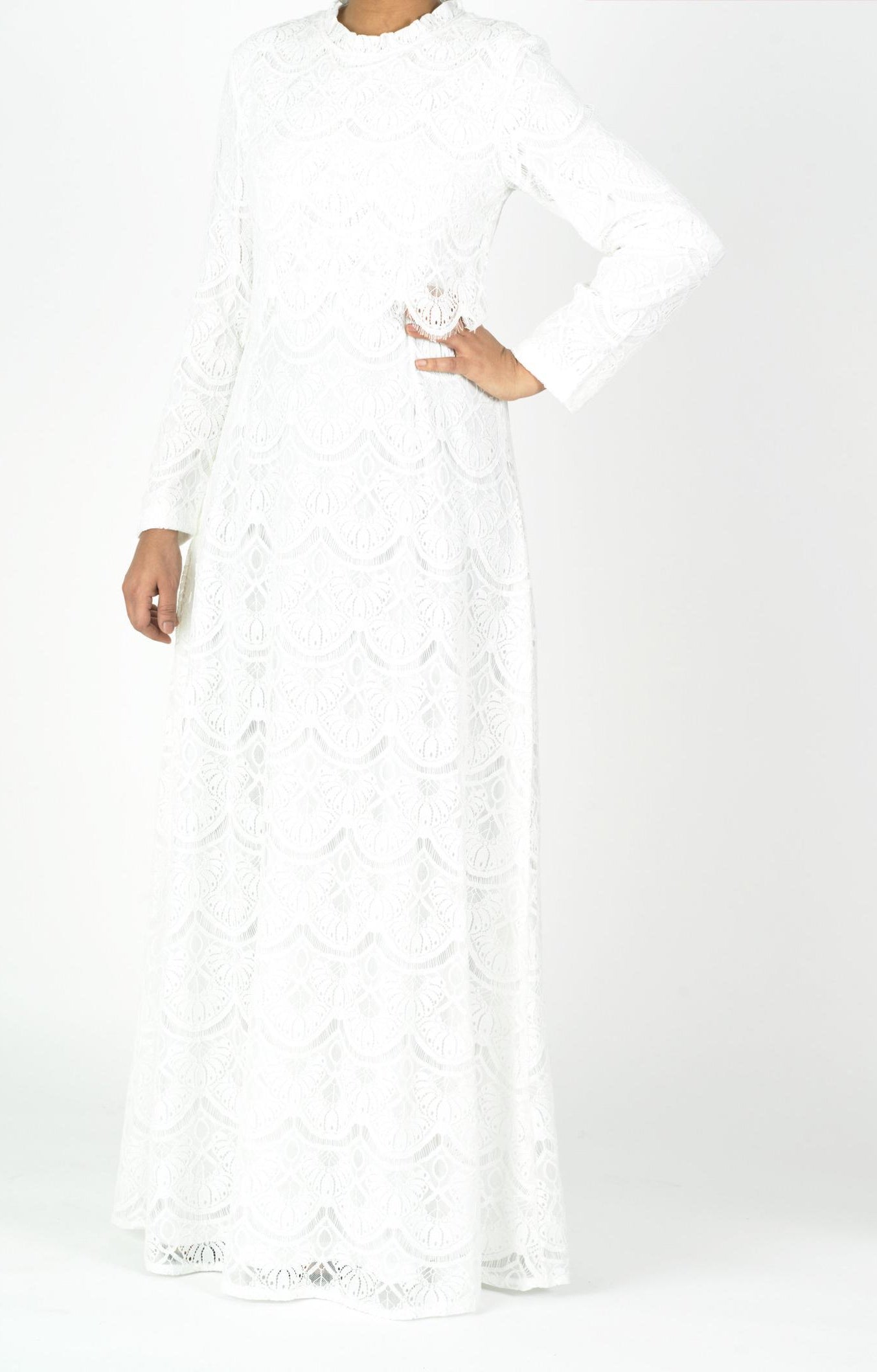White Giovanna lace crop top dress Kabayare