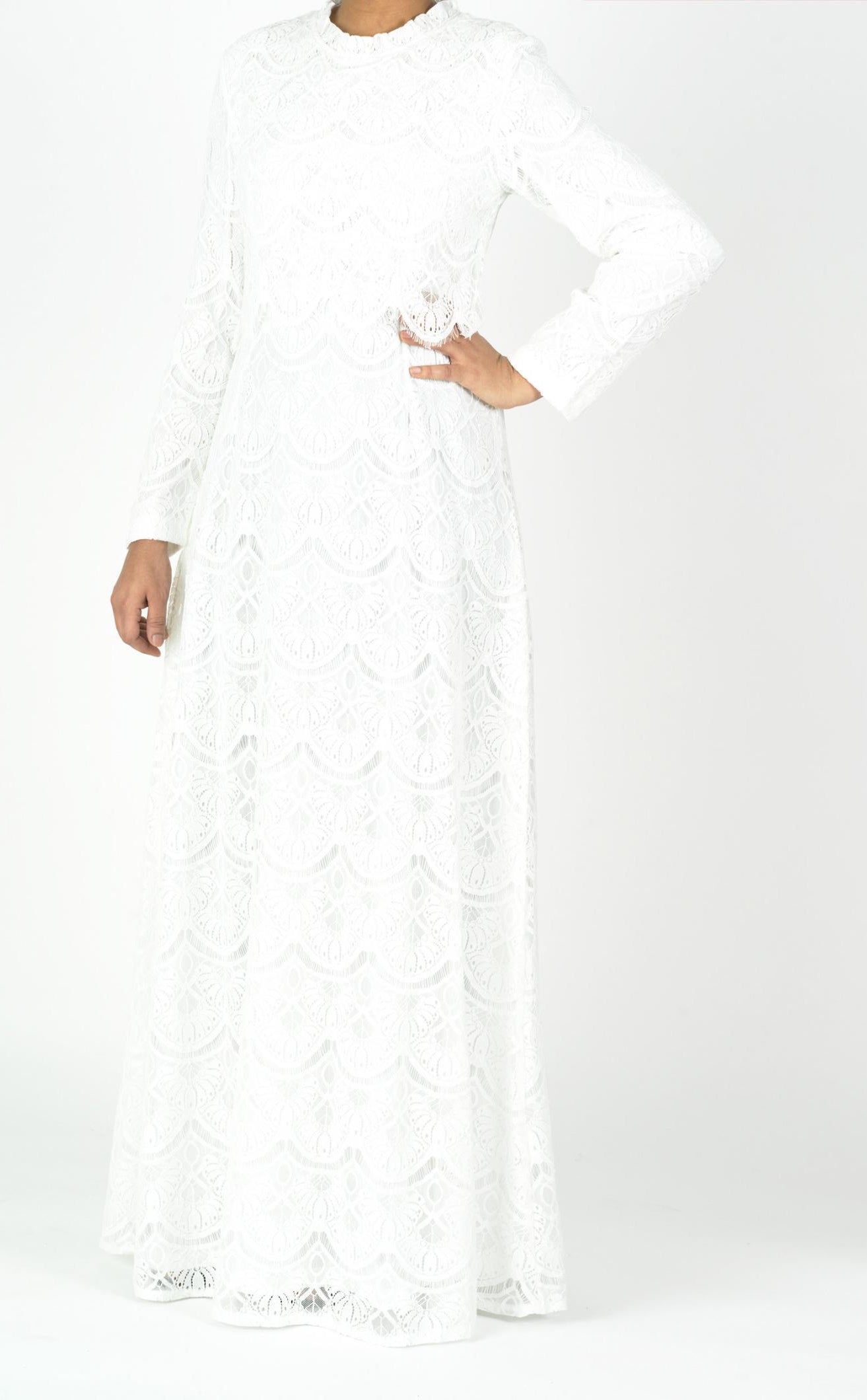 White Giovanna lace crop top dress Kabayare