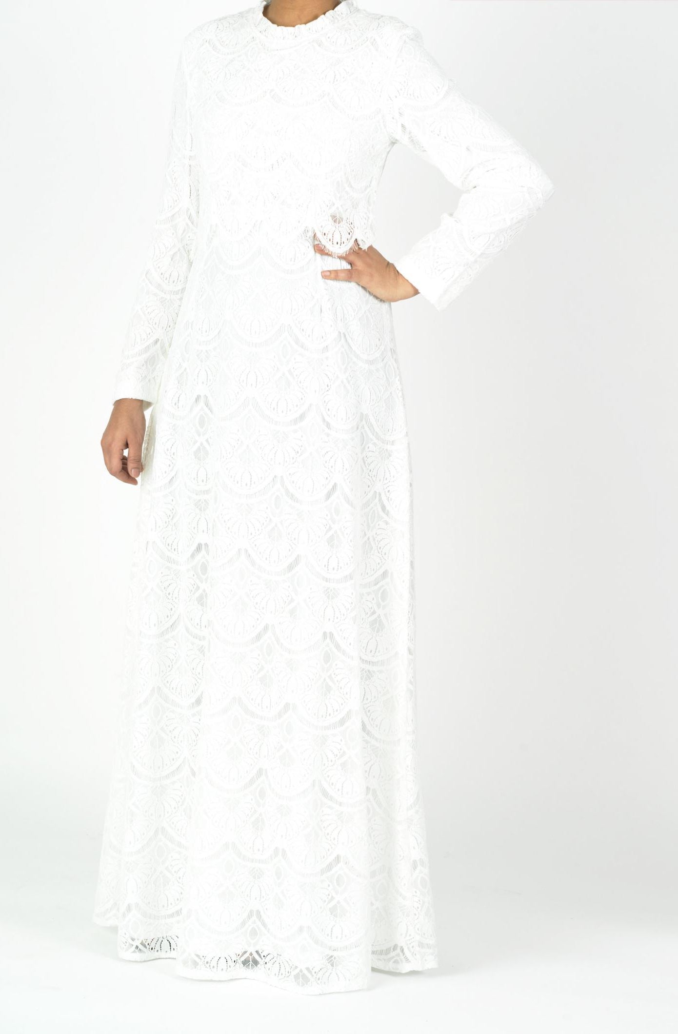White Giovanna lace crop top dress Kabayare