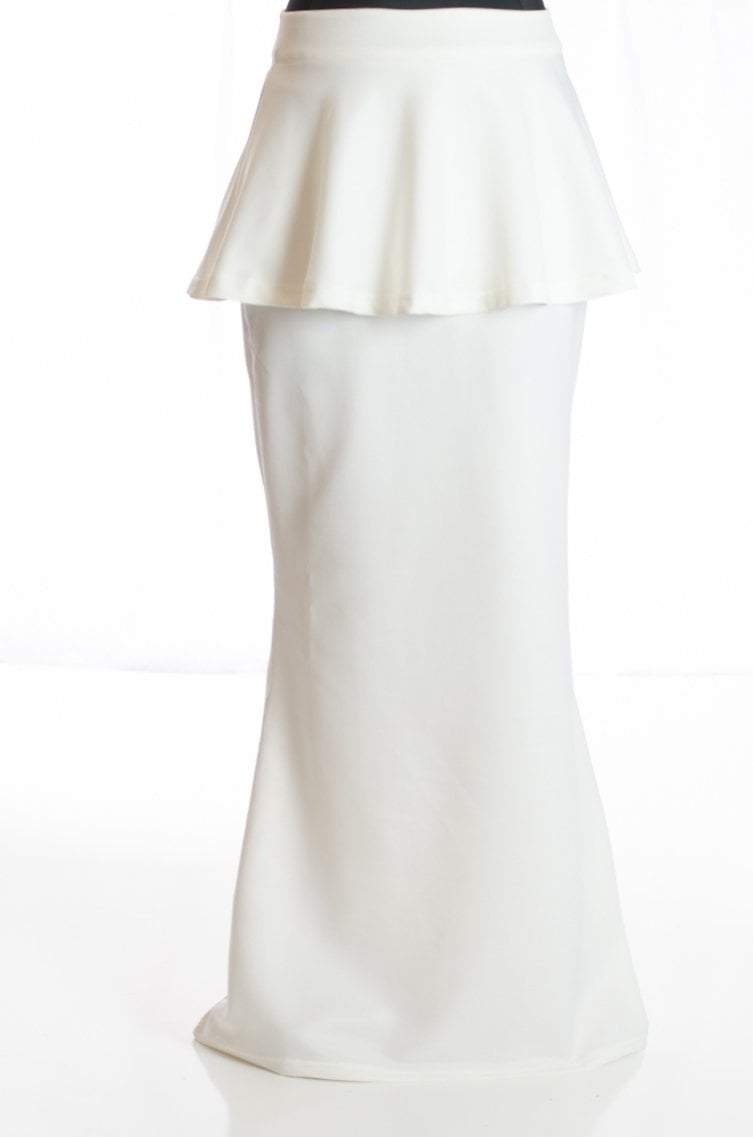 WHITE HIGH-WAISTED BODYCON PEPLUM SKIRT Kabayare