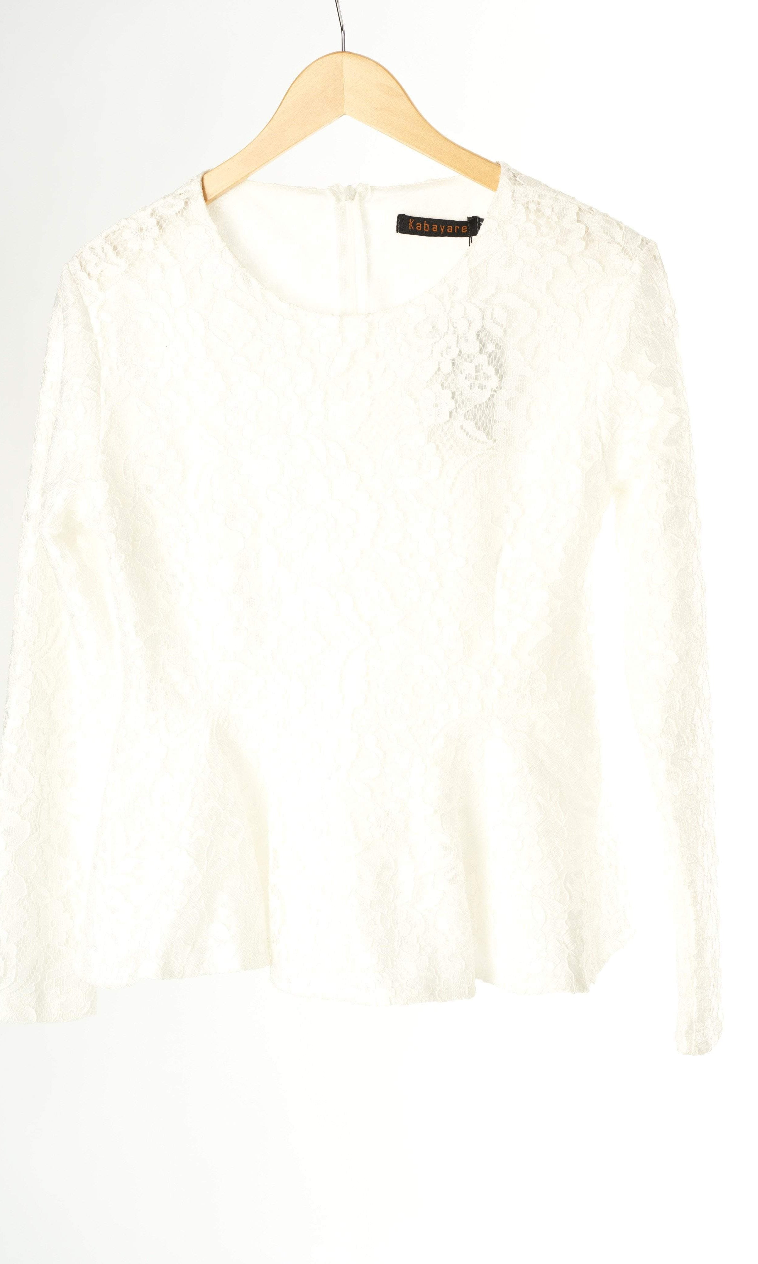 White Lace Peplum Top Kabayare