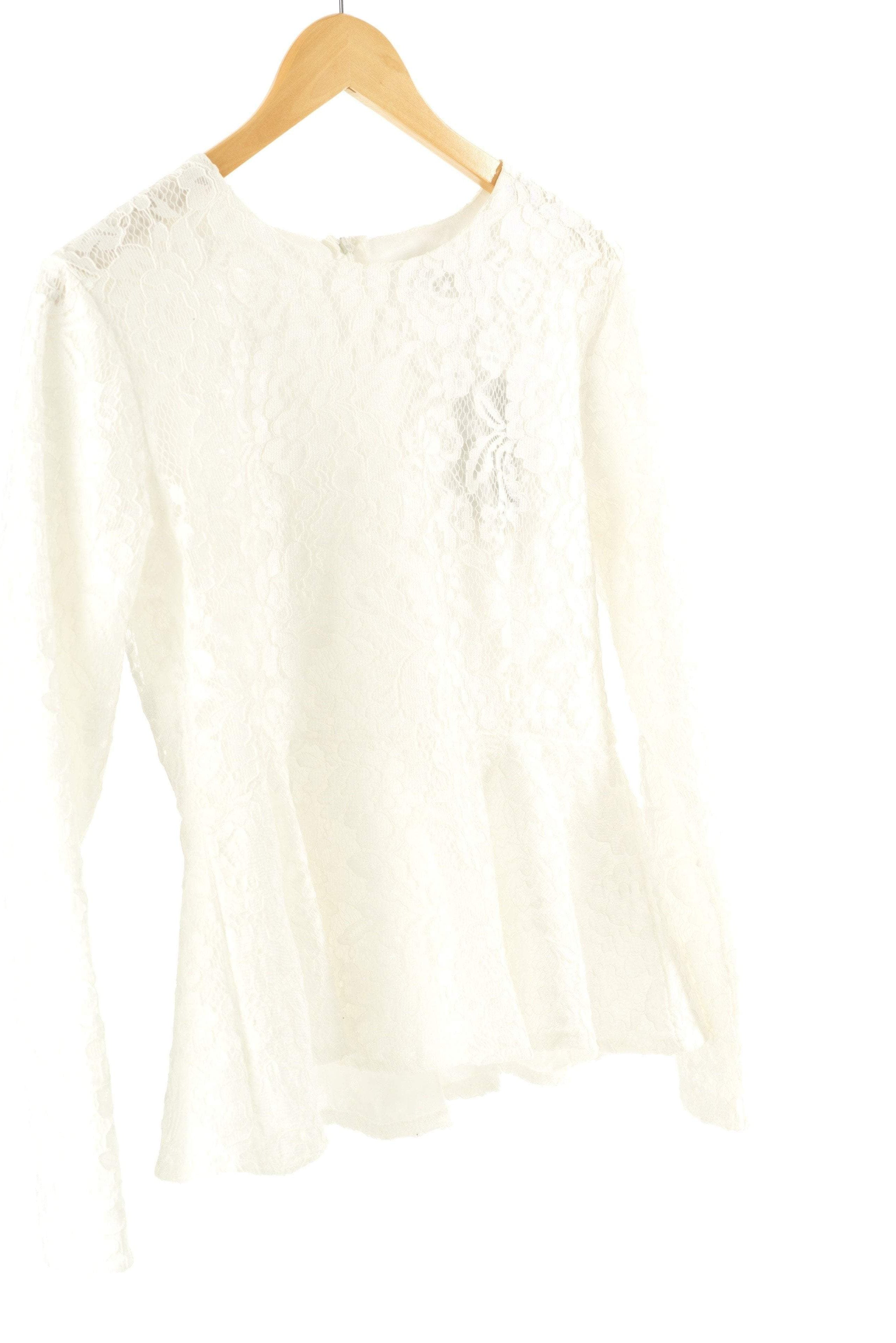 White Lace Peplum Top Kabayare