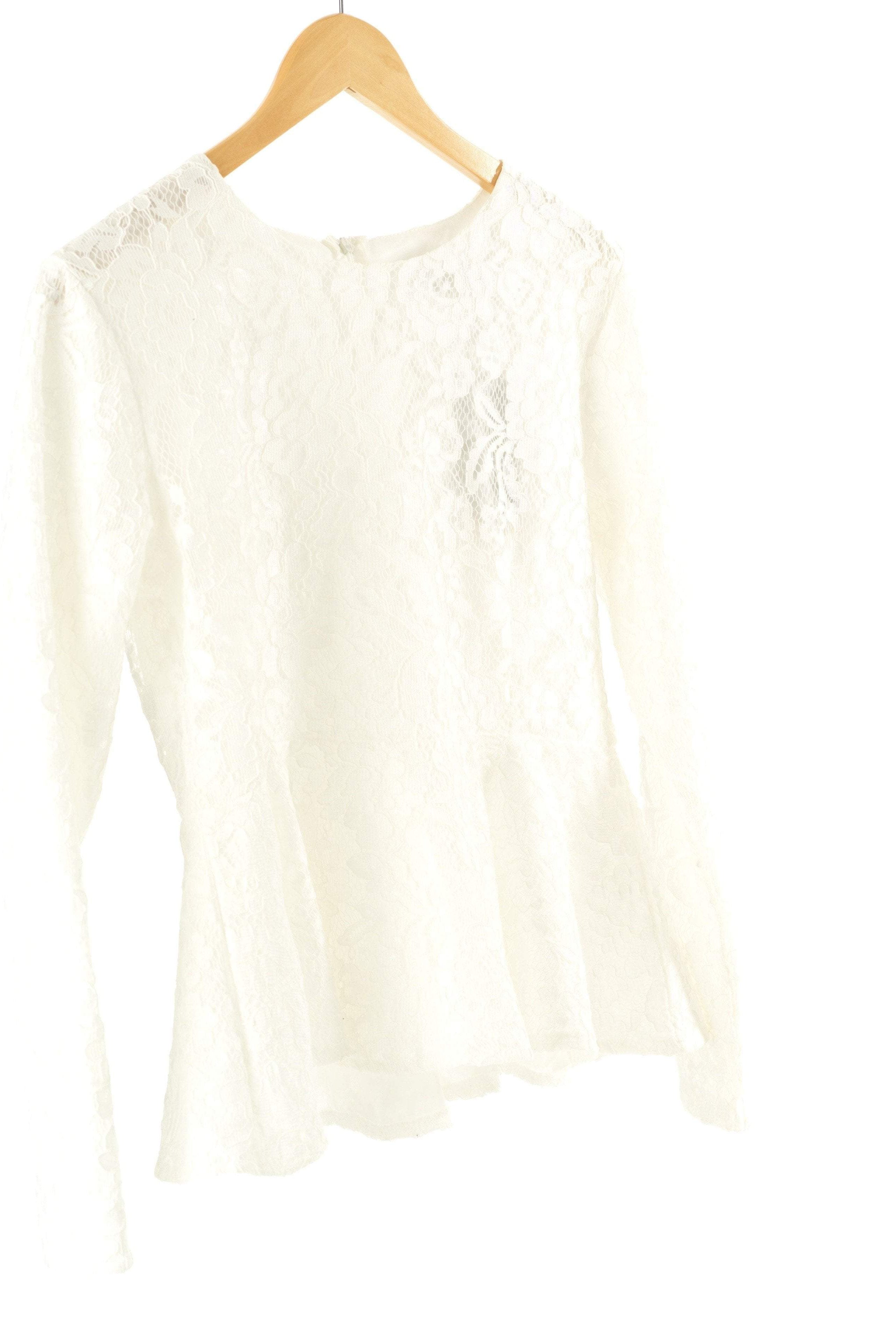 White Lace Peplum Top Kabayare