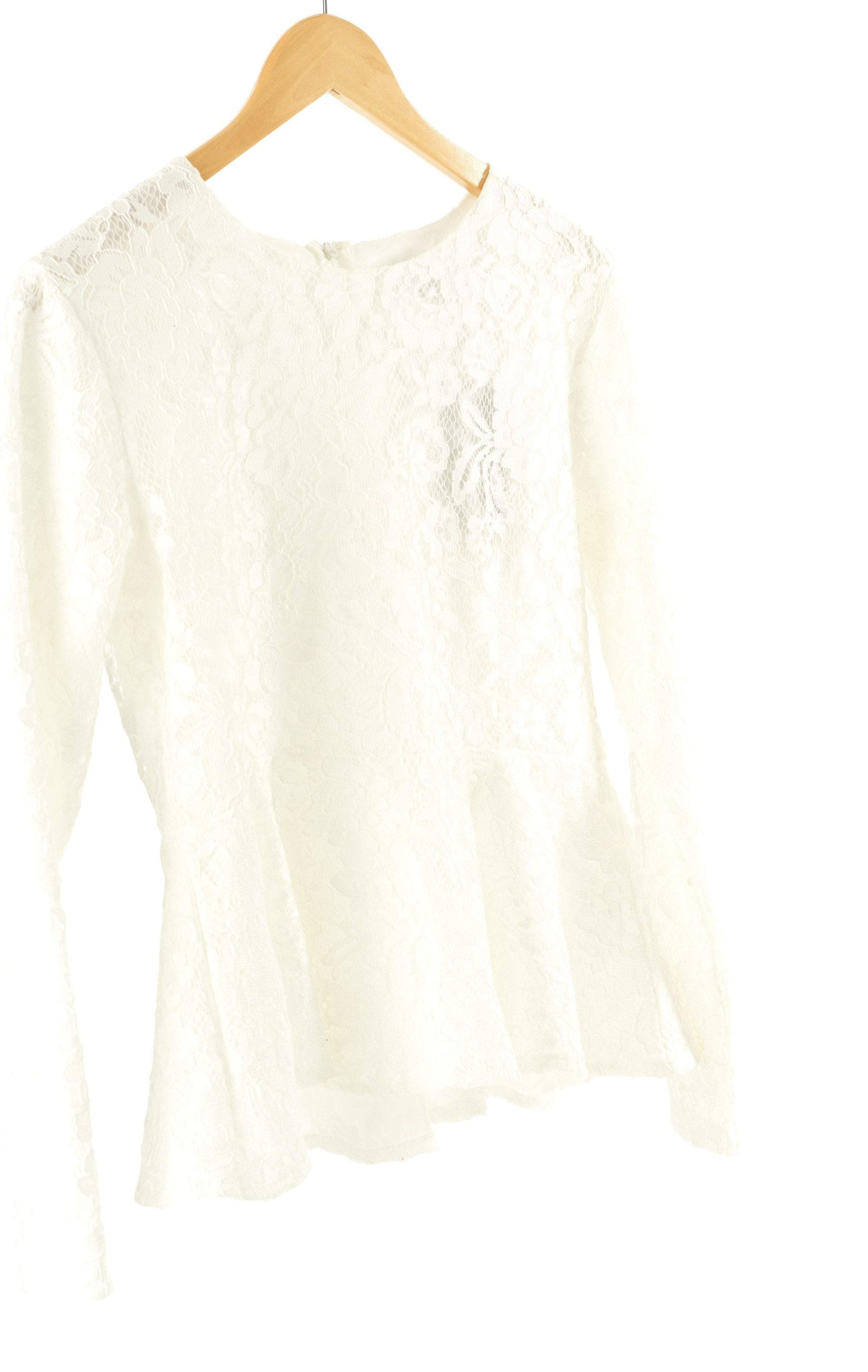 White Lace Peplum Top Kabayare