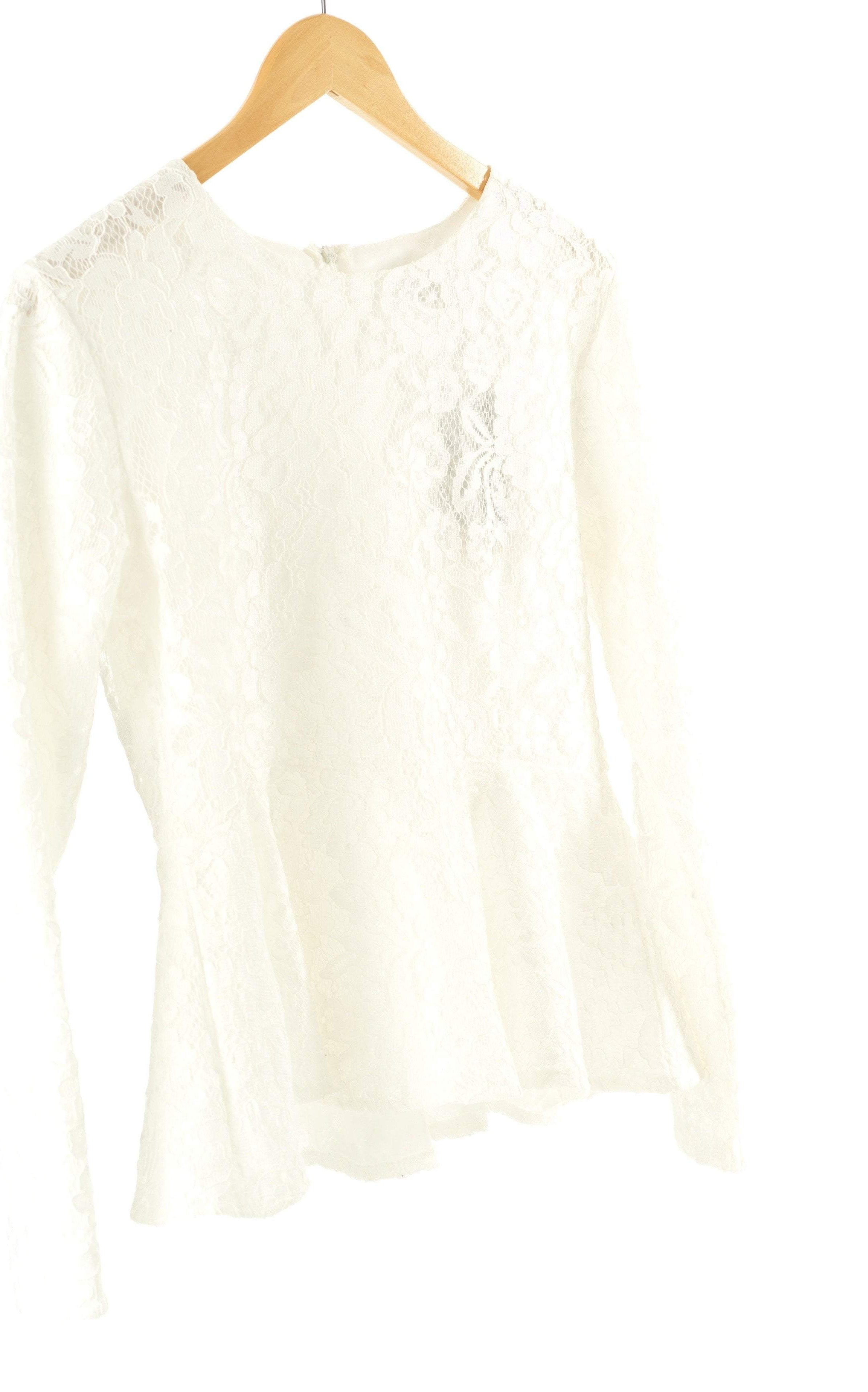 White Lace Peplum Top Kabayare
