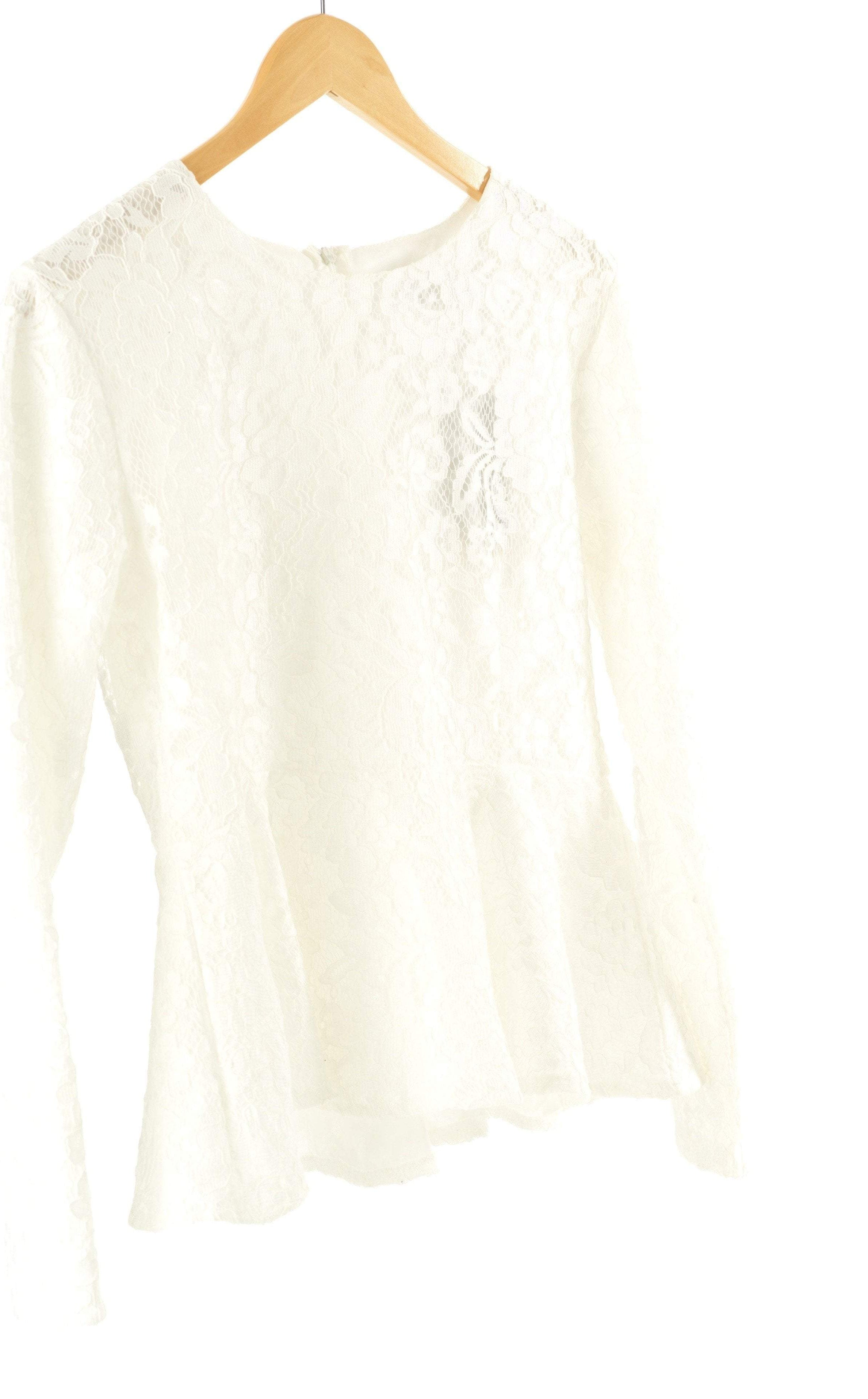 White Lace Peplum Top Kabayare