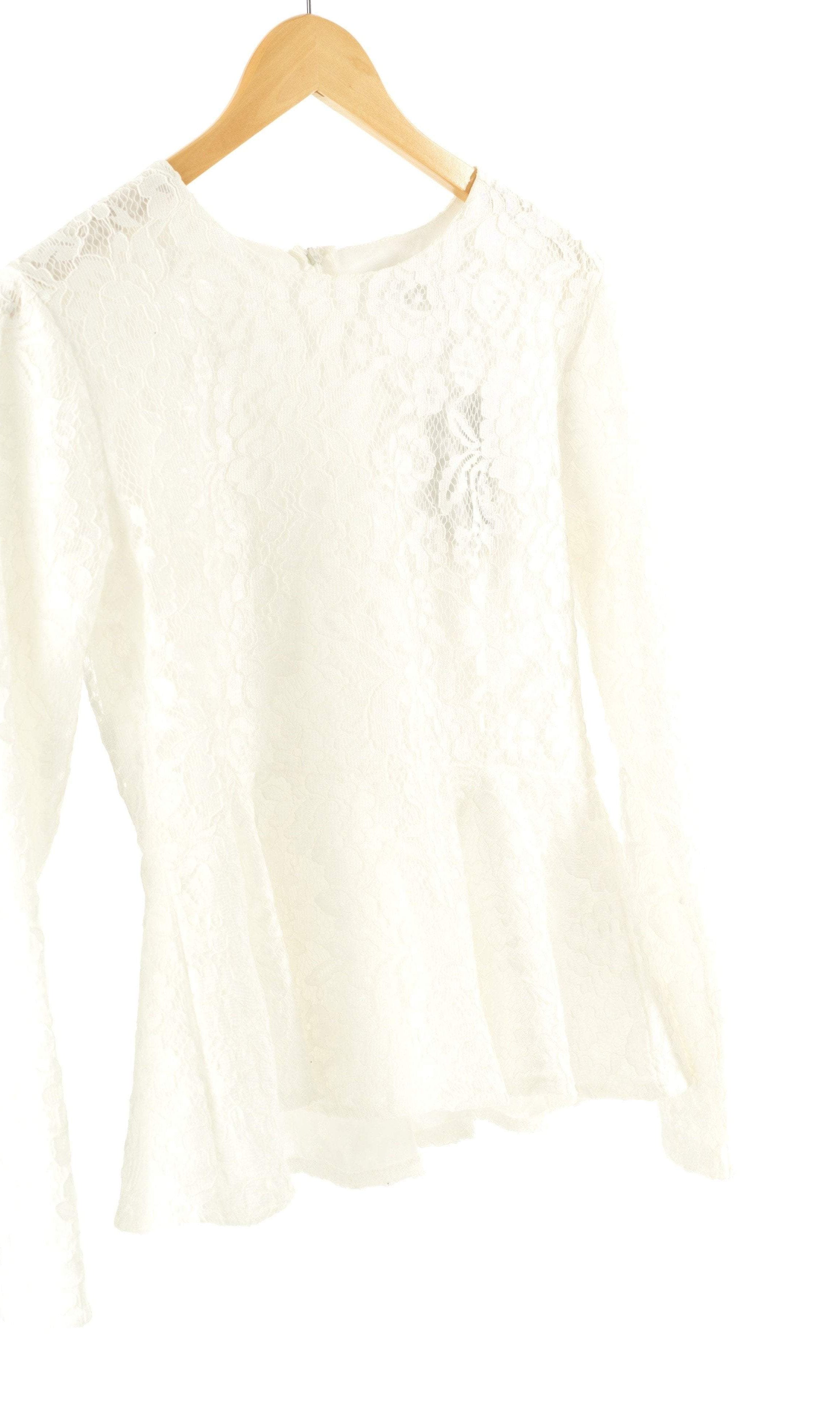 White Lace Peplum Top Kabayare