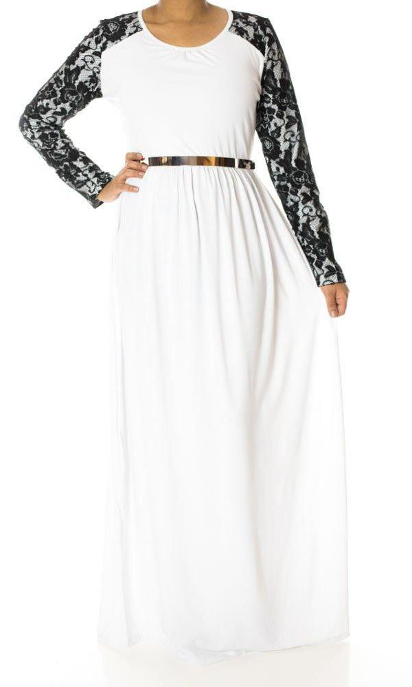 White Lace Sleeve maxi dress Kabayare
